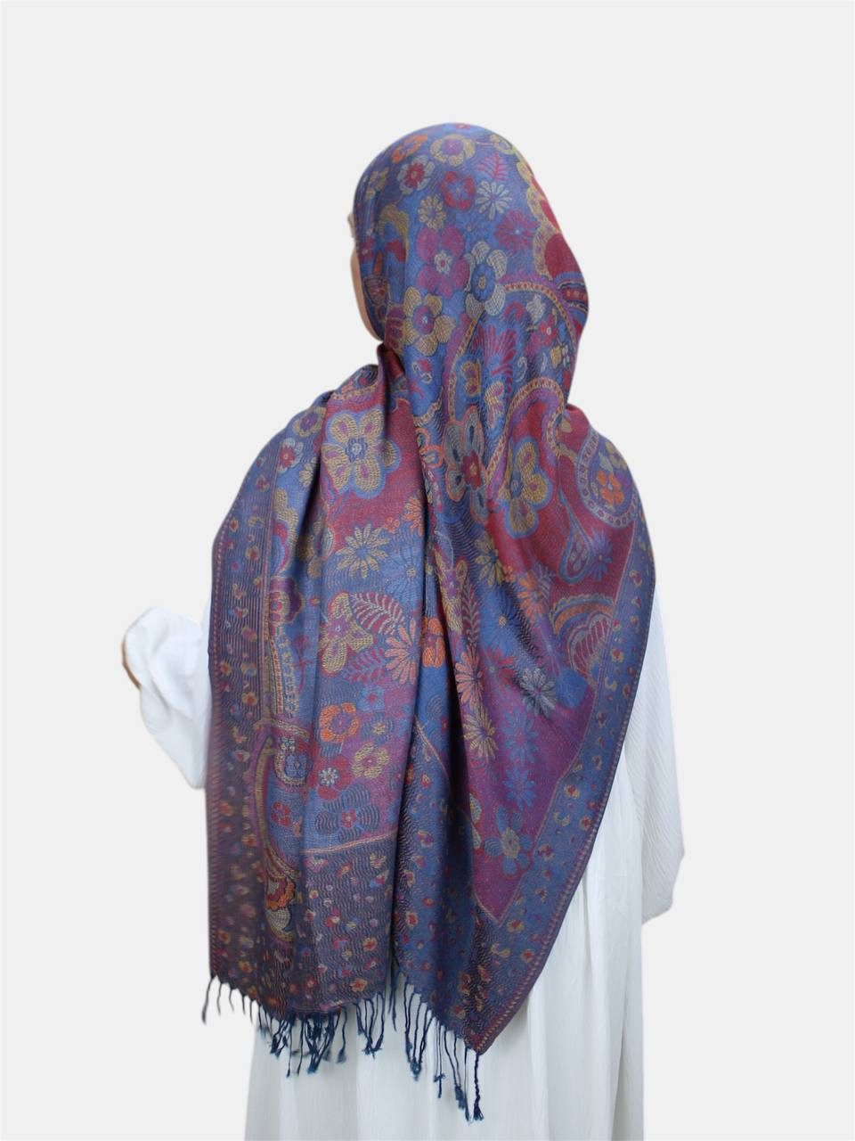 Aymasal Kopftuch Flower Pashmina Muster Hijab Kopftuch Schal Fransentuch Hidschab Islam, Hochwertige Viskose, Blumendesign