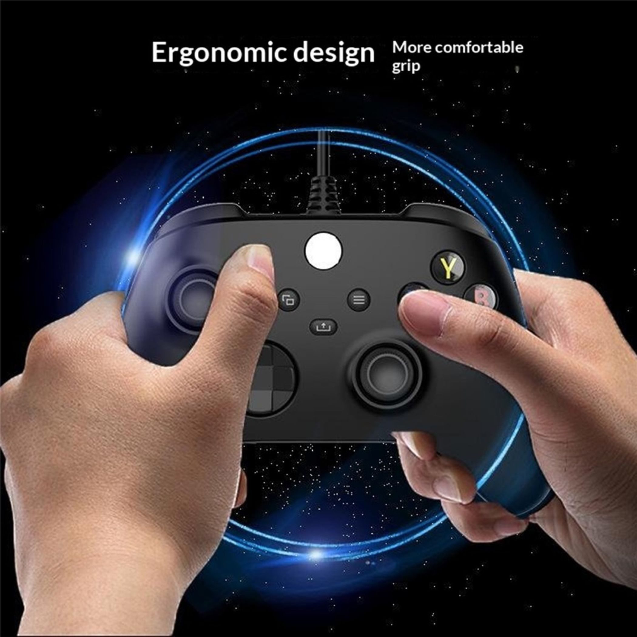 Wigento Kabelgebundener Gaming Controller für Xbox One / Series S / X / PC Xbox-Controller (Kabelgebunden, Dual Vibration, 3,5 mm Kopfhöreranschluss)