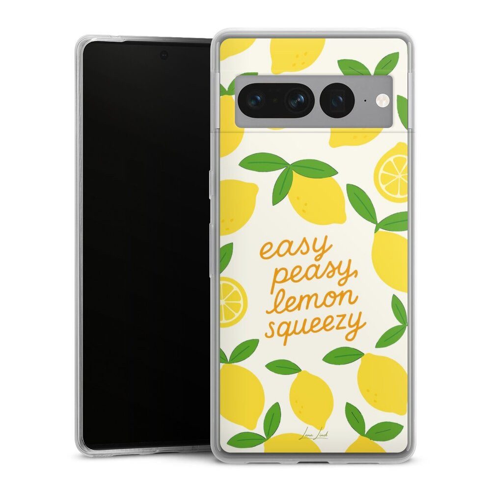 DeinDesign Handyhülle Zitrone Spruch Statement Easy Peasy Lemon Queezy, Google Pixel 7 Pro Slim Case Silikon Hülle Ultra Dünn Schutzhülle