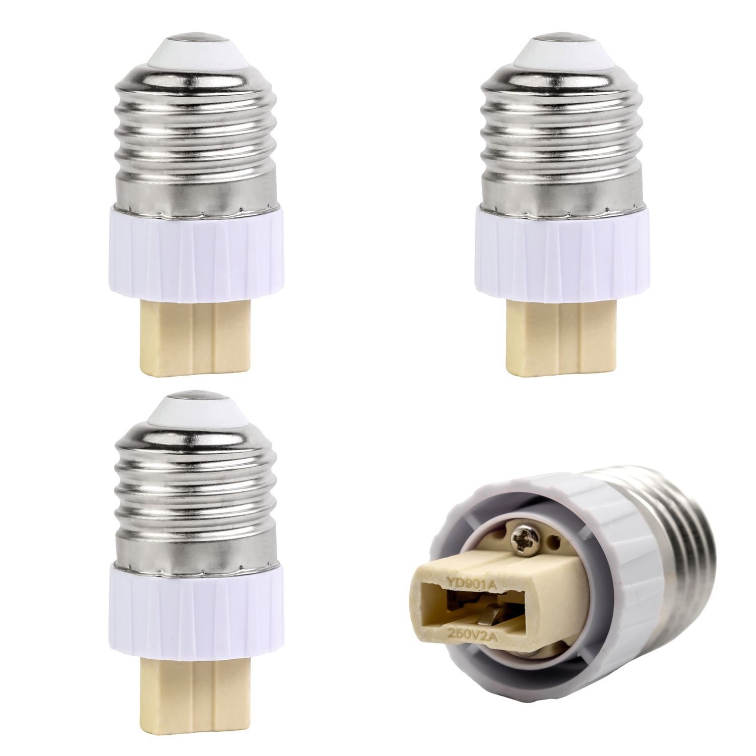 Intirilife Lampenfassung, (4-St), 4x E14 auf GU10 Lampensockel Adapter in WEISS