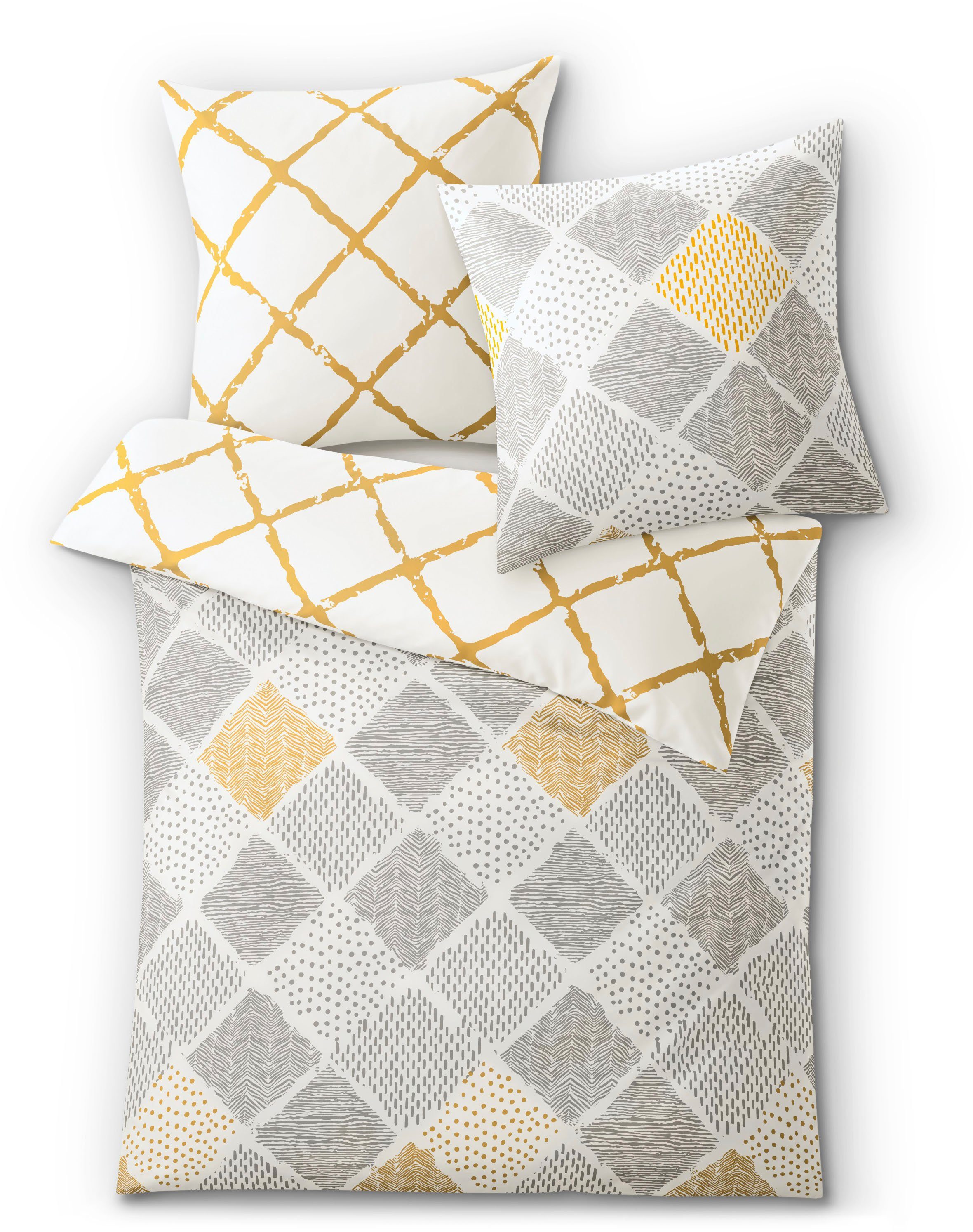 Kleine Wolke Wendebettwäsche Smilla inspiriert von schneebedeckter Winterlandschaft, Mako-Satin, 2 teilig, Made in Green