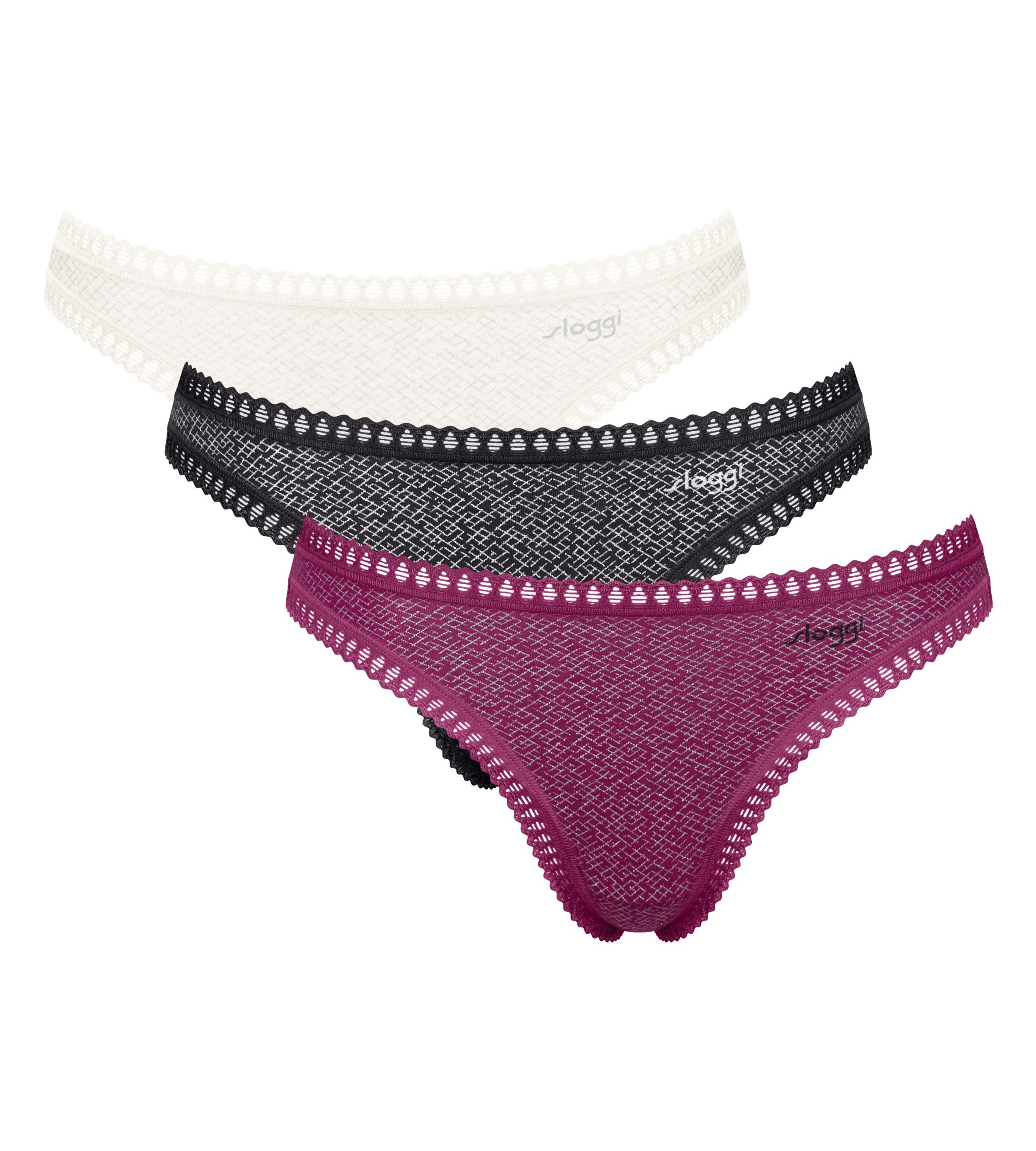 sloggi String GO Crush (3er Pack) dehnbare Spitzendetails, Multipack, Cotton-Mix, bequem