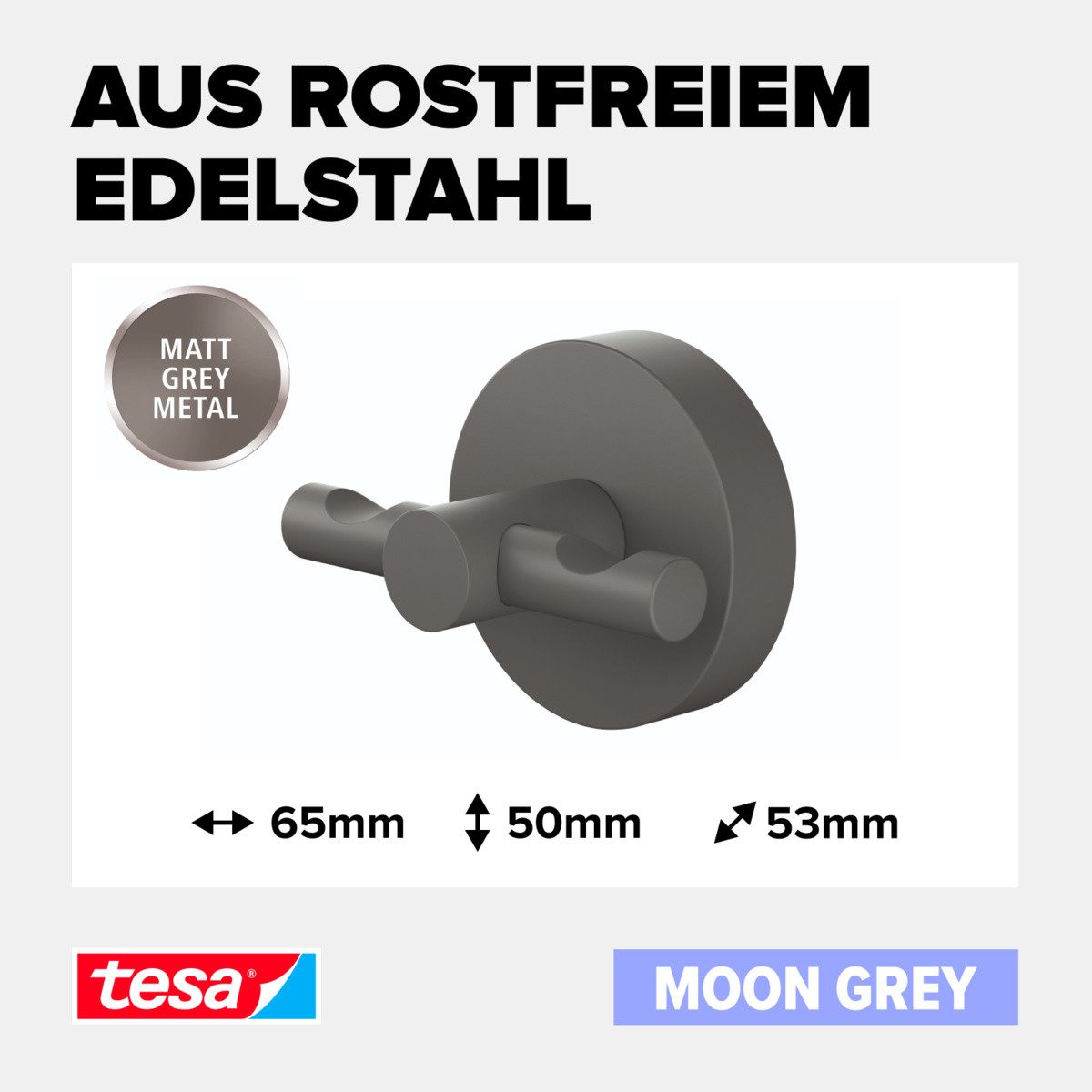 tesa Klebehaken MOON Bademantelhaken ohne Bohren - 7,2 x 6,5 x 5,3 cm, Bade günstig online kaufen