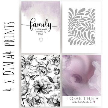 homestyle-accessoires Poster Bilderset FAMILY IS A LITTLE WORLD DIN A3/A4/A5 Prints, (10 St), Ohne Bilderrahmen