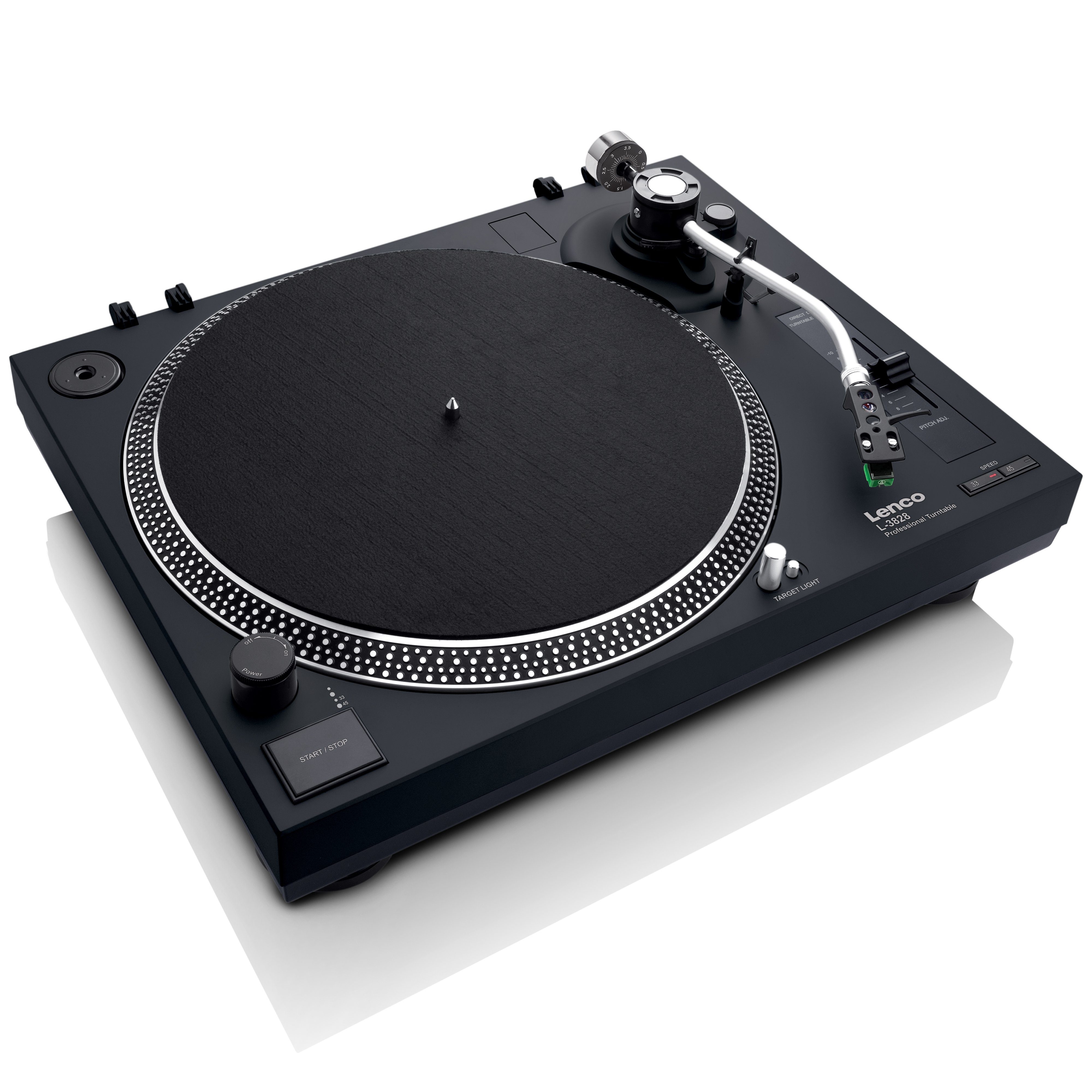 Lenco L-3828BK Plattenspieler (Direktantrieb, Vinyl formatierung USB, Phono-Vorverstärker / Pitch Control in Schwarz) – Bild 5 von 5