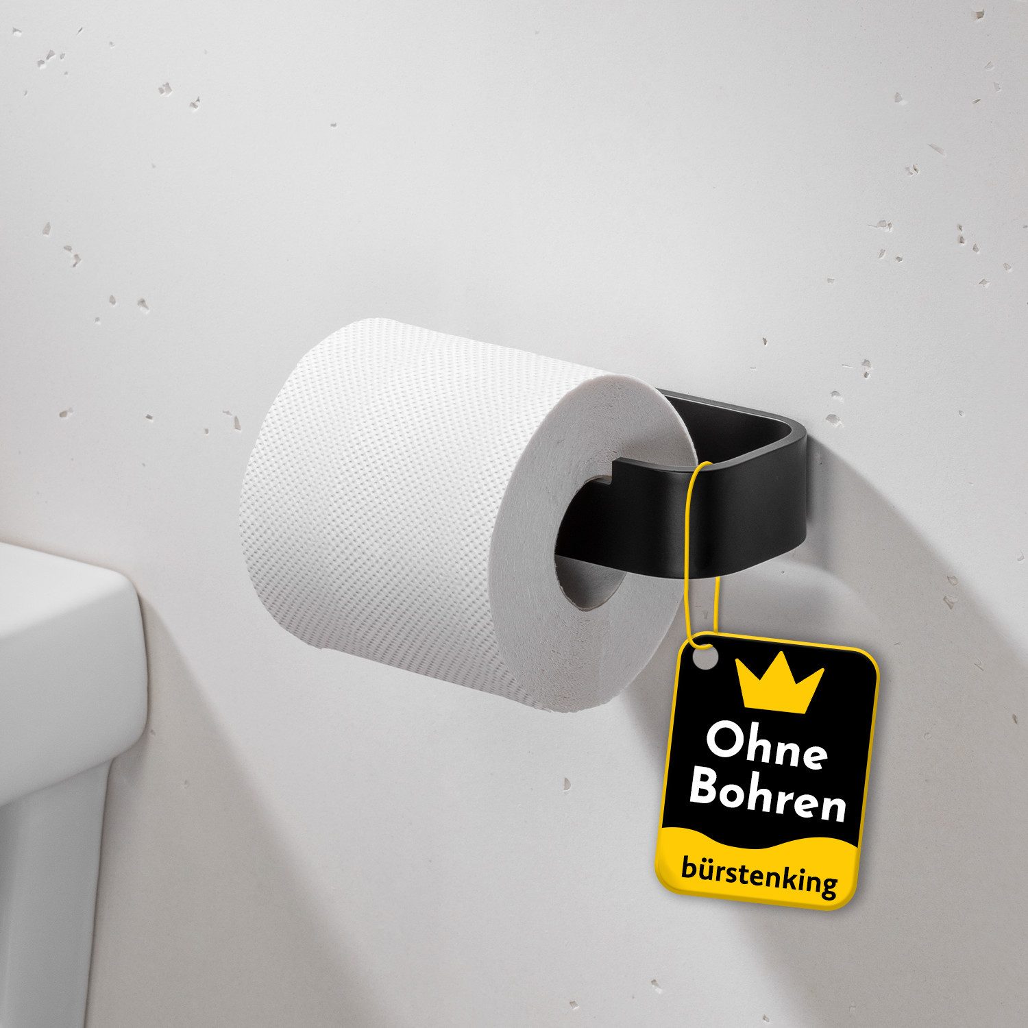 Bürstenking Toilettenpapierhalter ohne Bohren, Selbstklebender Klopapierhalter, WC-Rollenhalter, 3M-Kleber
