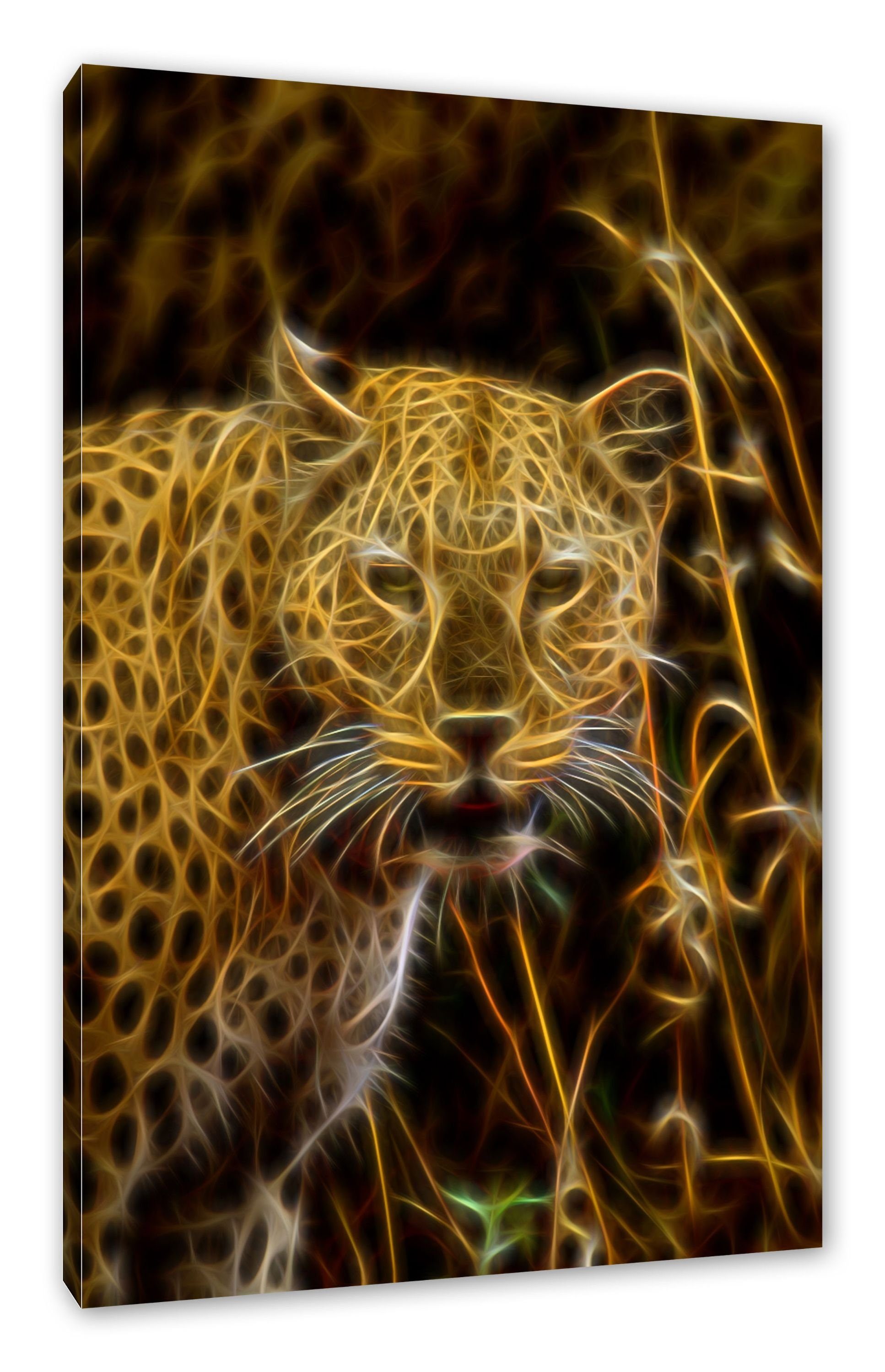 Pixxprint Leinwandbild Leopard beobachtet Umgebung, Leopard beobachtet Umgebung (1 St), Leinwandbild fertig bespannt, inkl. Zackenaufhänger