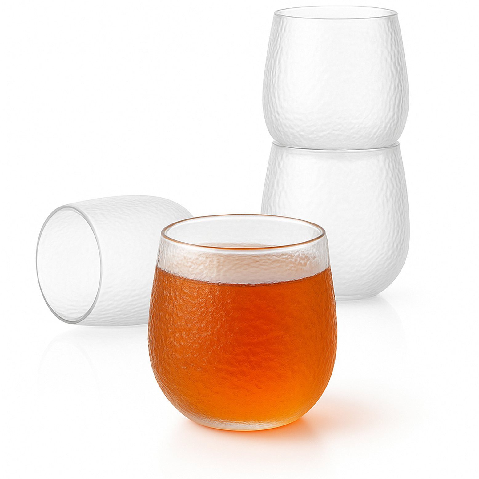 Goodwei Teeglas Japanische Teegläser Set 4 × 200 ml, strukturiertes Glas, 4-tlg., Borosilikatglas