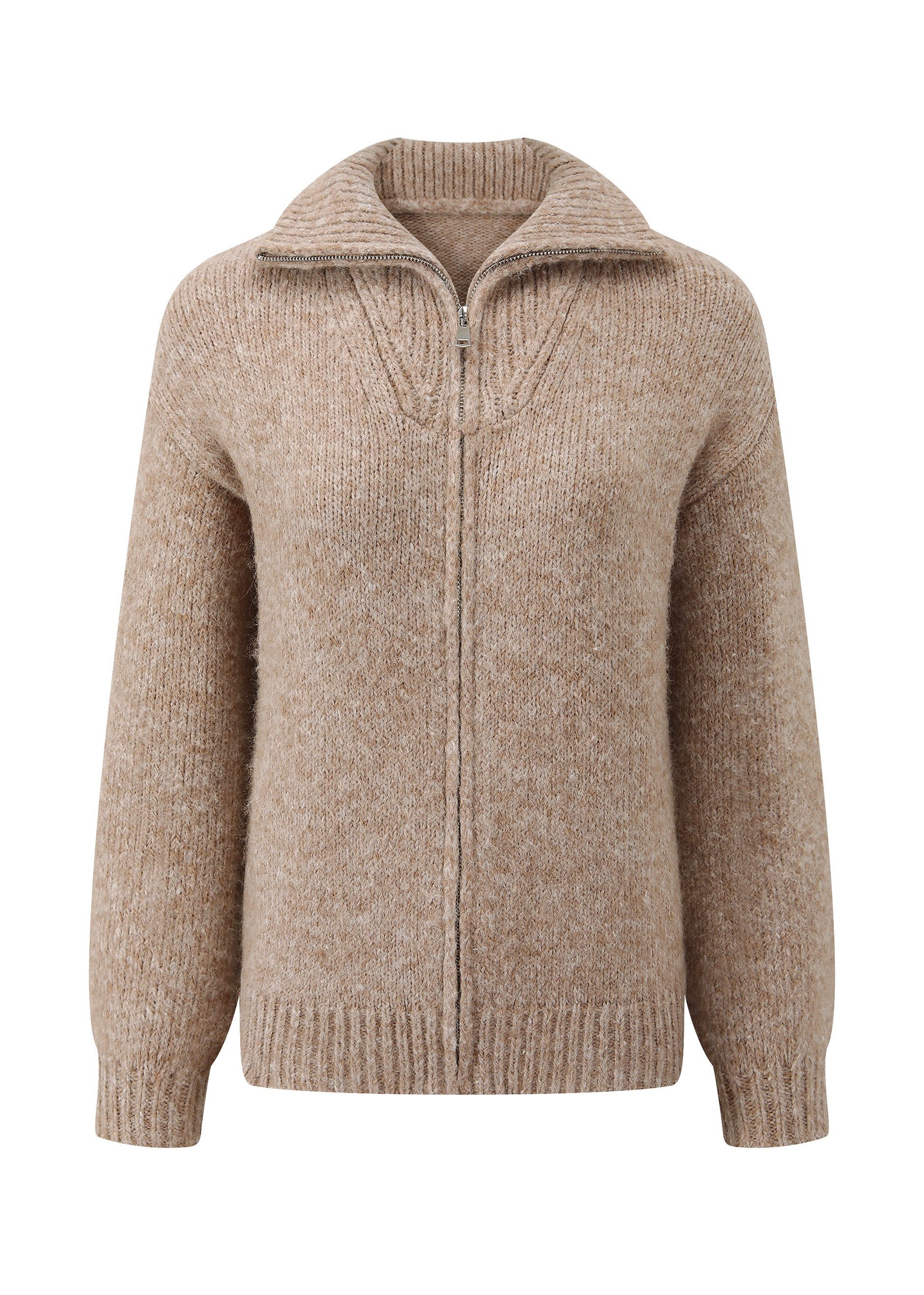 SASSYCLASSY Cardigan Cardigan mit Reißverschluss für Damen Weiche Strickjac günstig online kaufen