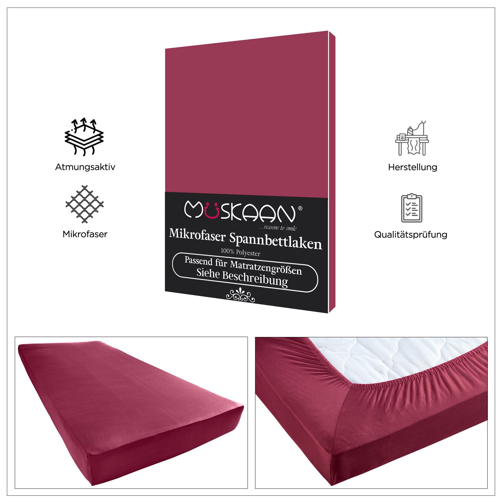 Müskaan Spannbettlaken Spannbettlaken Mikrofaser 90x200 120x200 günstig online kaufen