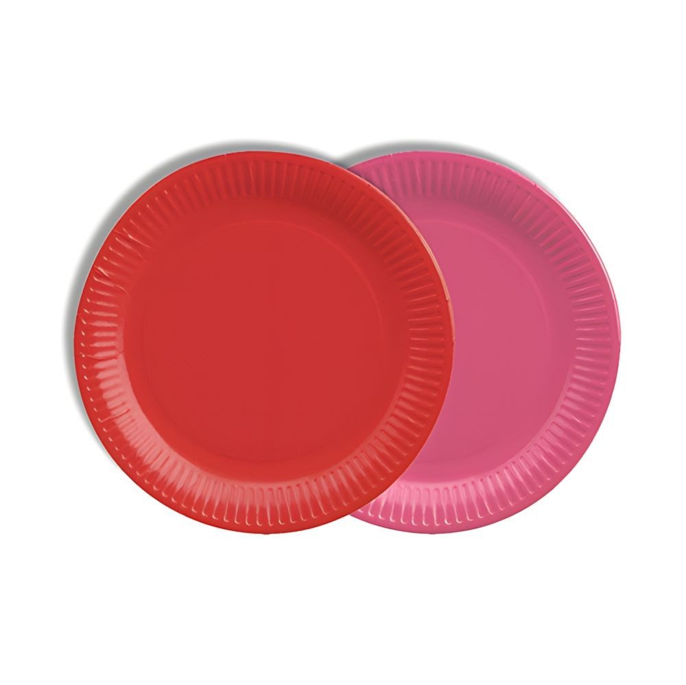 PAPSTAR Pappteller Teller, Pappe rund Ø 18 cm farbig sortiert - rot/fuchsia 240 Stk
