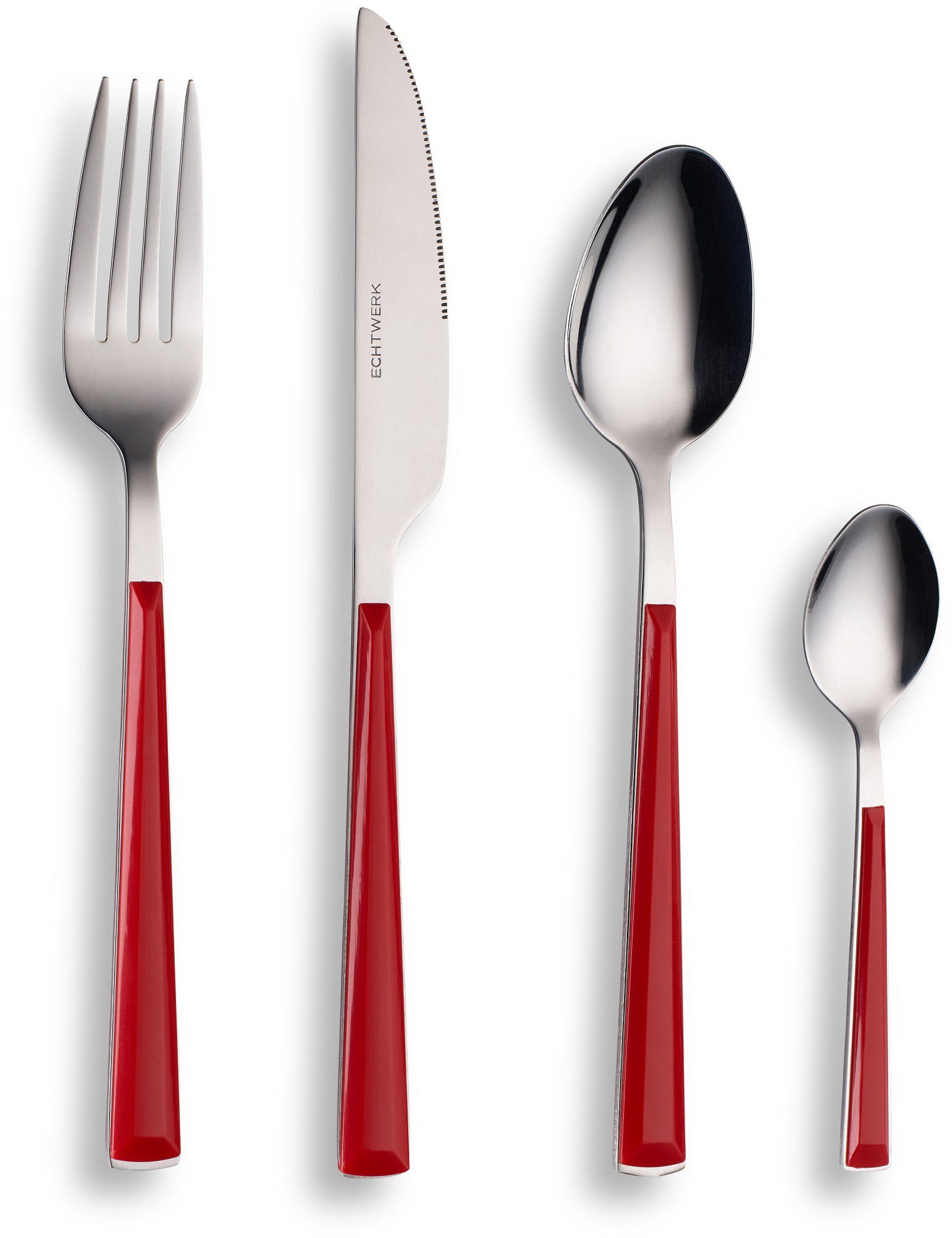 ECHTWERK Besteck-Set Basic (24-tlg), 6 Personen, Edelstahl 18/0, Camping/Picknickbesteck, Kunststoffgriffe