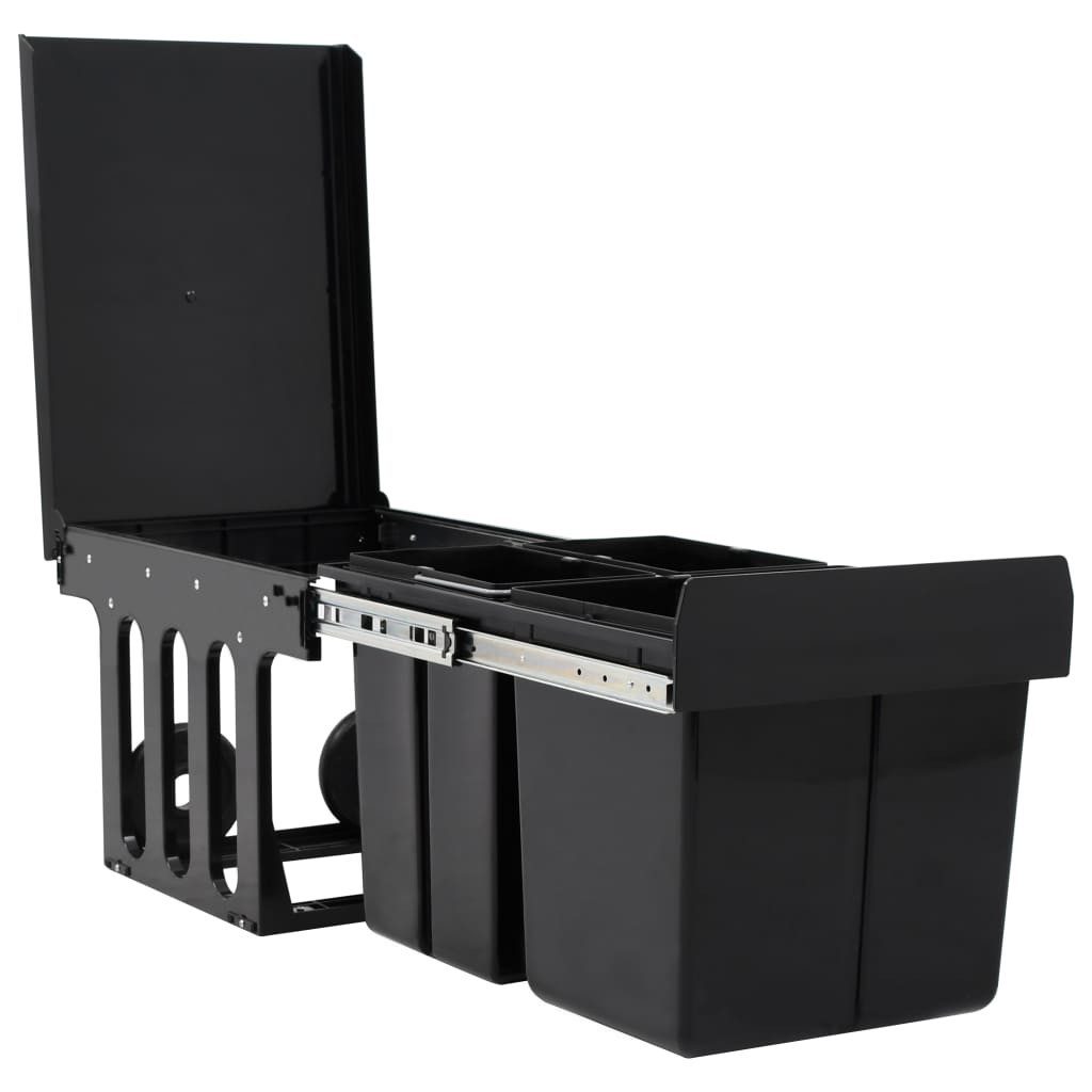 vidaXL Mülleimer 15 L Mülleimer Abfalleimer System für Küchenschrank Ausziehbar Soft-Cl