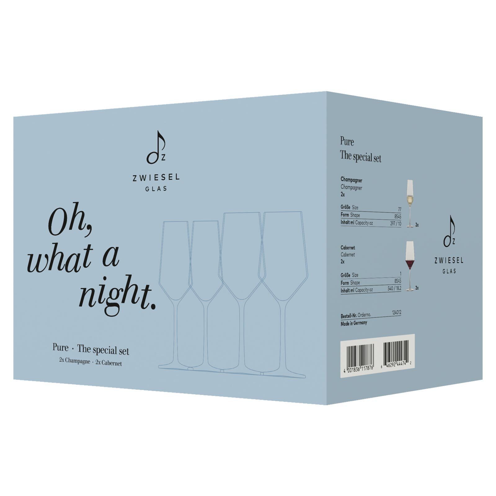 Zwiesel Glas Gläser-Set Pure Date Night Set 4er Set, 4-tlg., Glas