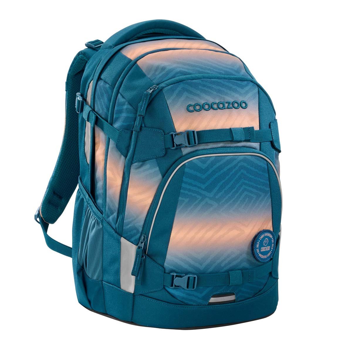 coocazoo Schulranzen Schulrucksack MATE Pacific Tribes 3-teilig (3-teilig), ergonomisch, Körpergröße: 135 - 180 cm, Easy-Grow-System