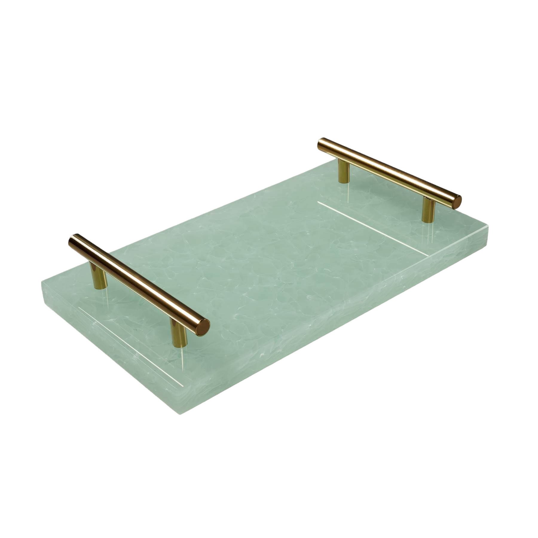 MAGNA Atelier Dekotablett NOTTING HILL aus recycelten Glasflaschen, Serviertablett, Metallgestell, 30x17x5cm