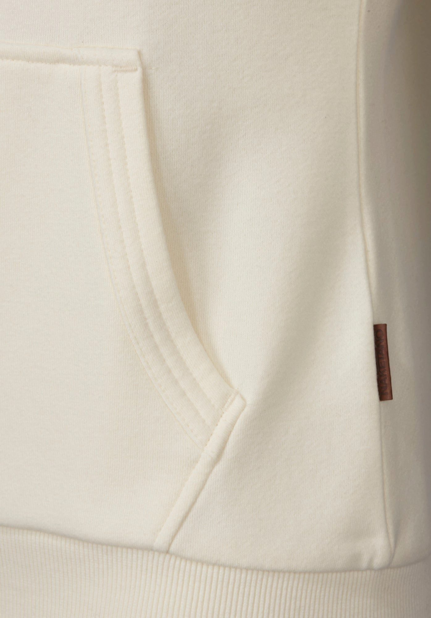 naketano Sweatjacke Damen hoher Stehkragen, Reißverschluss, weiche Sweatware, Rippbündchen seitliche Taschen, Kordelzug, Logo-Patch, casual, Streetwear, meliert – Bild 5 von 5