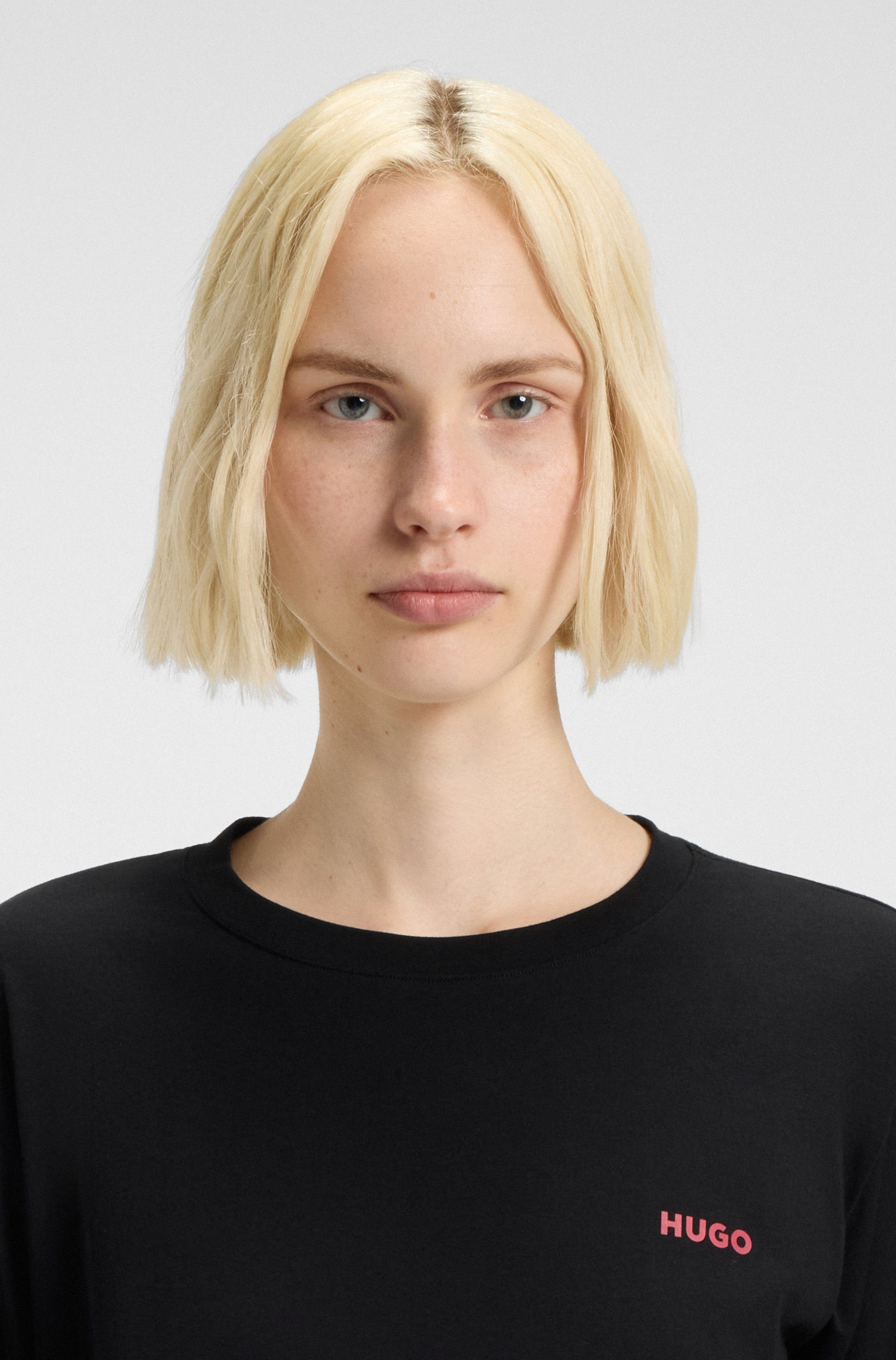 HUGO Langarmshirt regular fit, Rundhals, kontrastfarbener Print günstig online kaufen