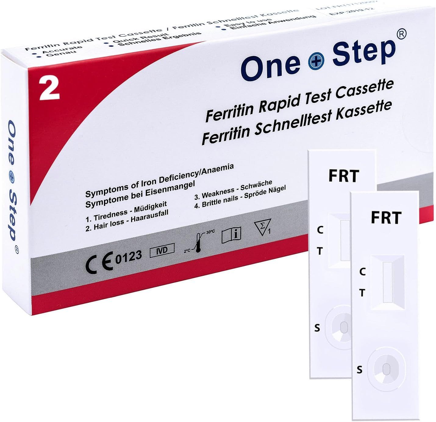 One+Step Nährstoffmangeltest Eisenmangel Schnelltest - Komplettes Selbsttest Set zur Früherkennung, 2-tlg.