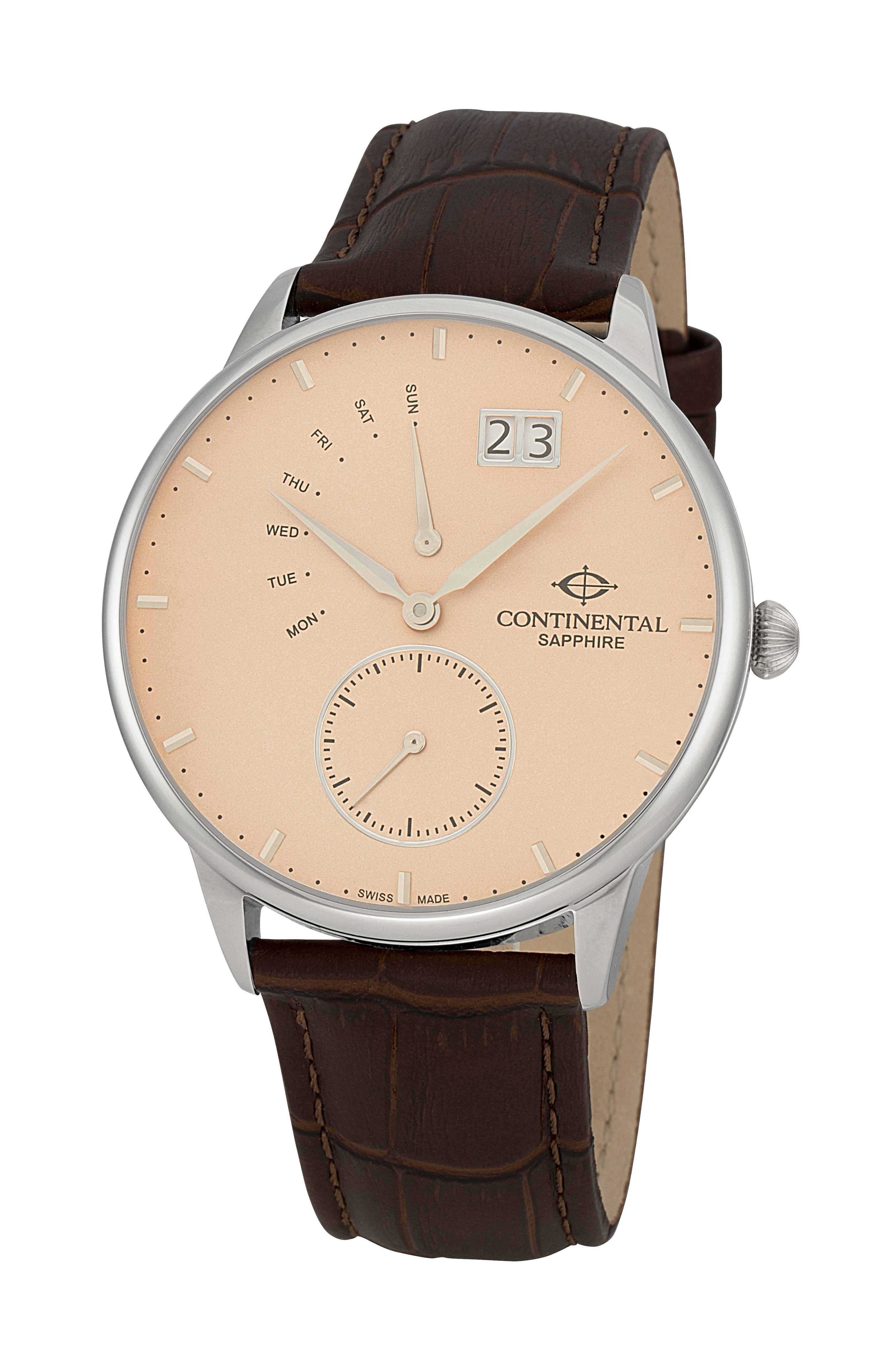 CONTINENTAL Quarzuhr Continental Herrenarmbanduhr 16201-GR156230 Leder, braun, (1-tlg)