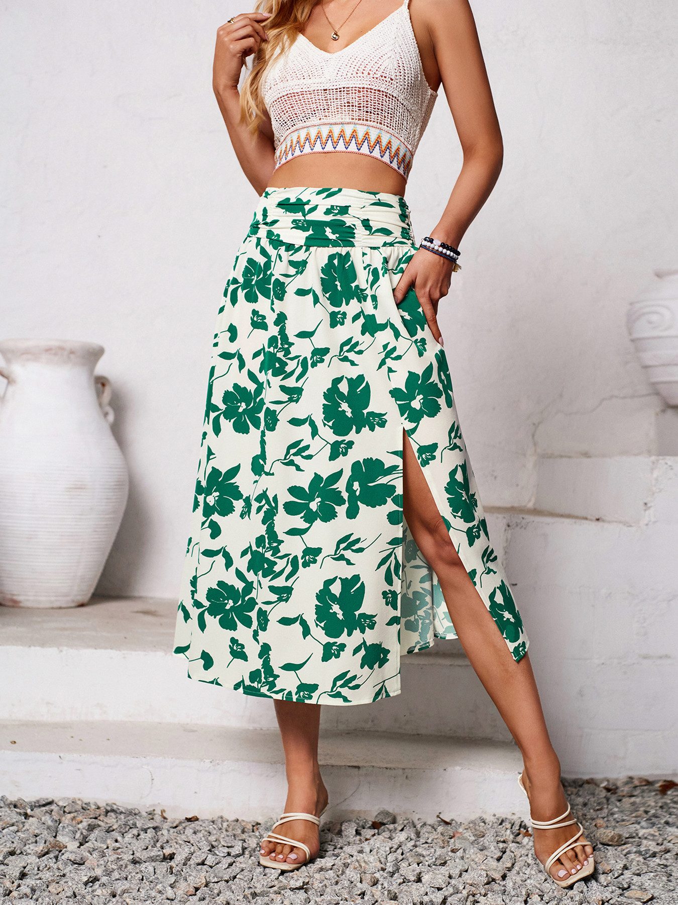 DEBAIJIA Midirock Damen Röcke Sommer Floral günstig online kaufen