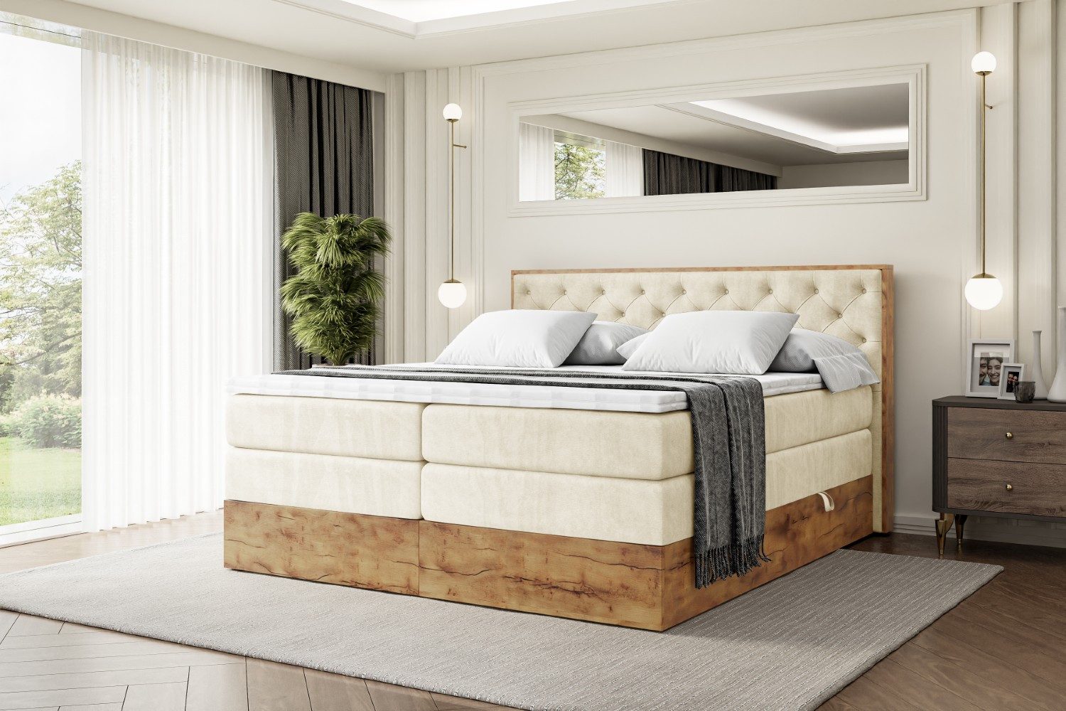 ALTDECOR Boxspringbett LOLLI3 KING (Multipocket-Matratze H4, H3 Matratze Bonellfederung, Topper, Kopfteil)