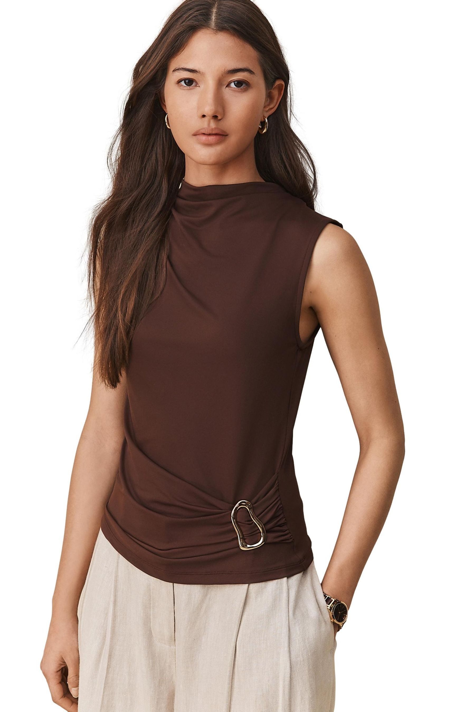 Next Blusentop Weiches, ärmelloses Oberteil mit Hardware (1-tlg) günstig online kaufen