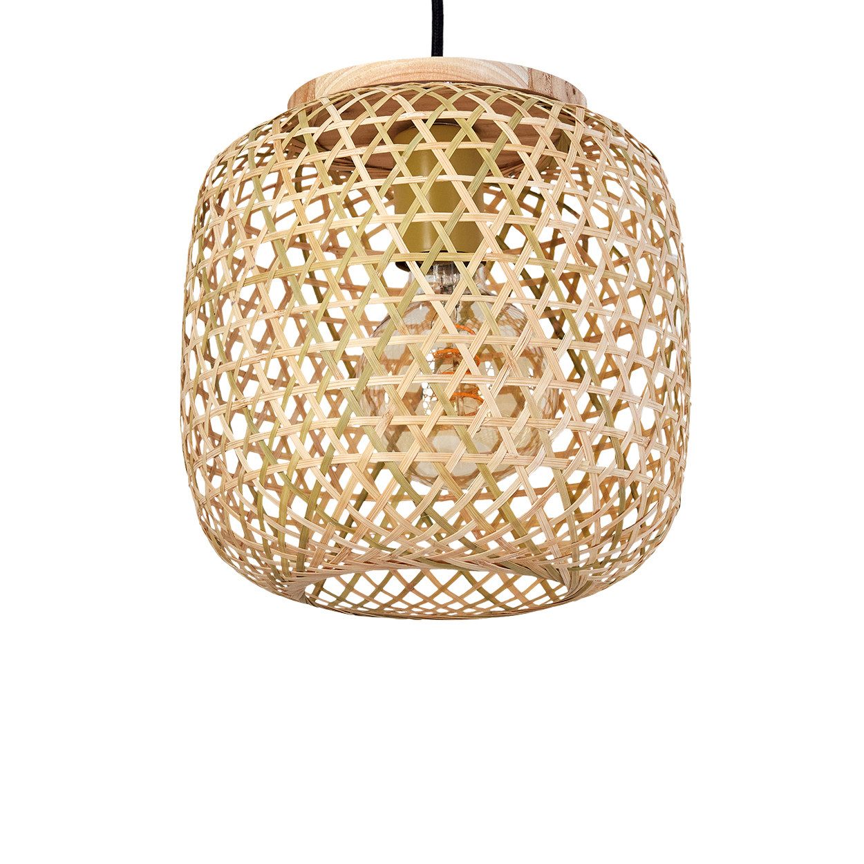 hofstein Hängeleuchte »Bergeggi« Hängelampe aus Bambus/Metall in Natur/Schwarz, ohne Leuchtmittel, skandinavisches Design, Lichteffekt, Höhe max. 140cm, Ø23cm, 1xE27. € 44,99