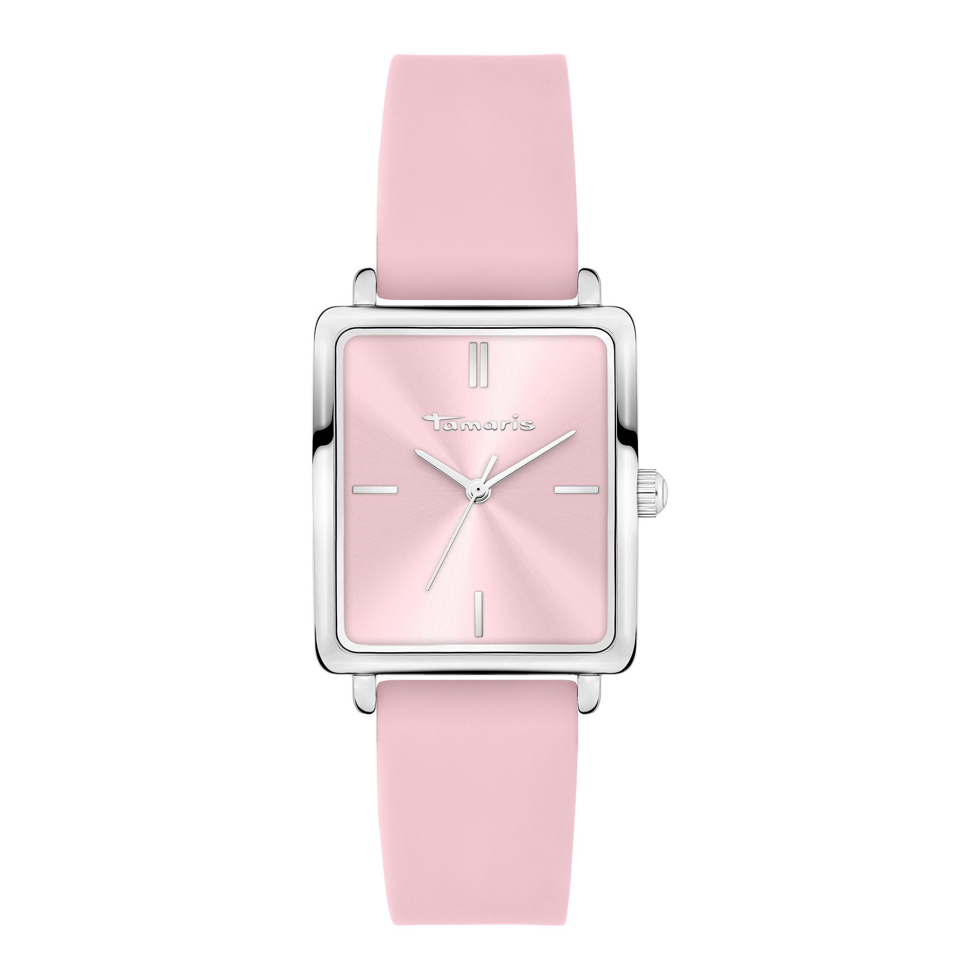Tamaris Quarzuhr Signature Square Silicon TT-0246-PQ, Armbanduhr, Damenuhr, Silikonarmband, analog