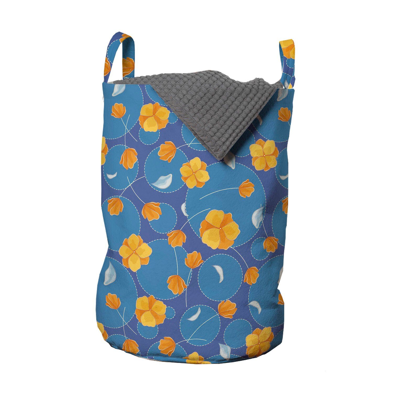 Kordelzugverschluss Runden und Wäschesäckchen Wäschekorb mit Orange Abakuhaus Blumen Waschsalons, für Griffen