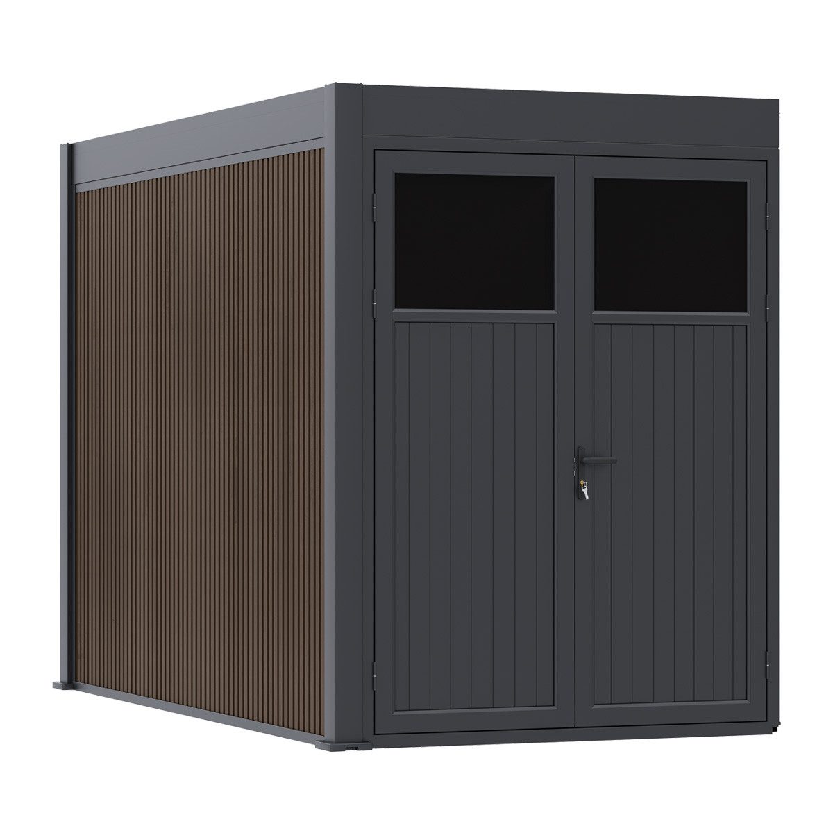 Weide Gartenhaus Weide Aluminium & WPC Anbau-Gartenhaus 3,6x2 M Anthrazit & Teak, BxT: 200x360 cm