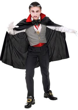 Karneval-Klamotten Vampir-Kostüm Kinder Junge schwarzer Umhang Weste und Zubehör, Halloween Kinderkostüm Dracula Umhang