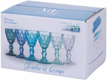 Villa d'Este Likörglas Prisma Ocean, Glas, Gläser-Set, 6-teilig, Inhalt 45 ml