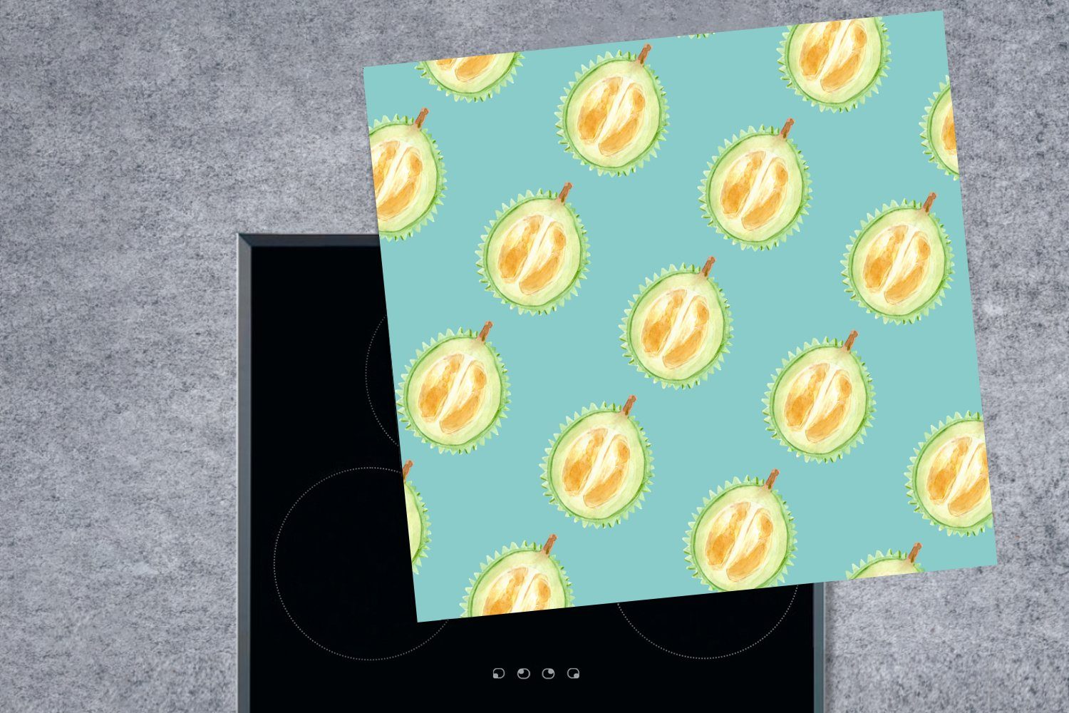MuchoWow Herdblende-/Abdeckplatte Zitrusfrüchte - Obst Vinyl, 78x78 cm, für tlg), (1 Ceranfeldabdeckung, Blau, - küche Arbeitsplatte