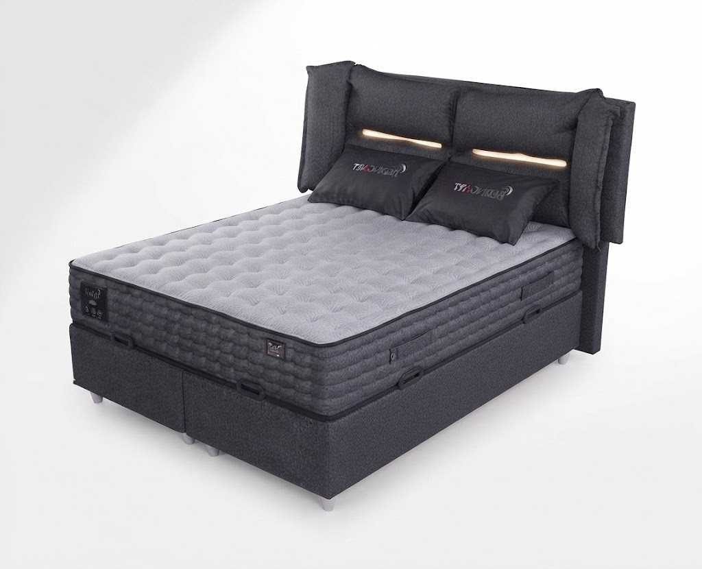 Xlmoebel Säulen-Esstisch Graues Stauraumbett 180x200 Polster Textil Holz Schubladen Modern (Esstisch, 1-St., 1-tlg), Luxuriöses Design