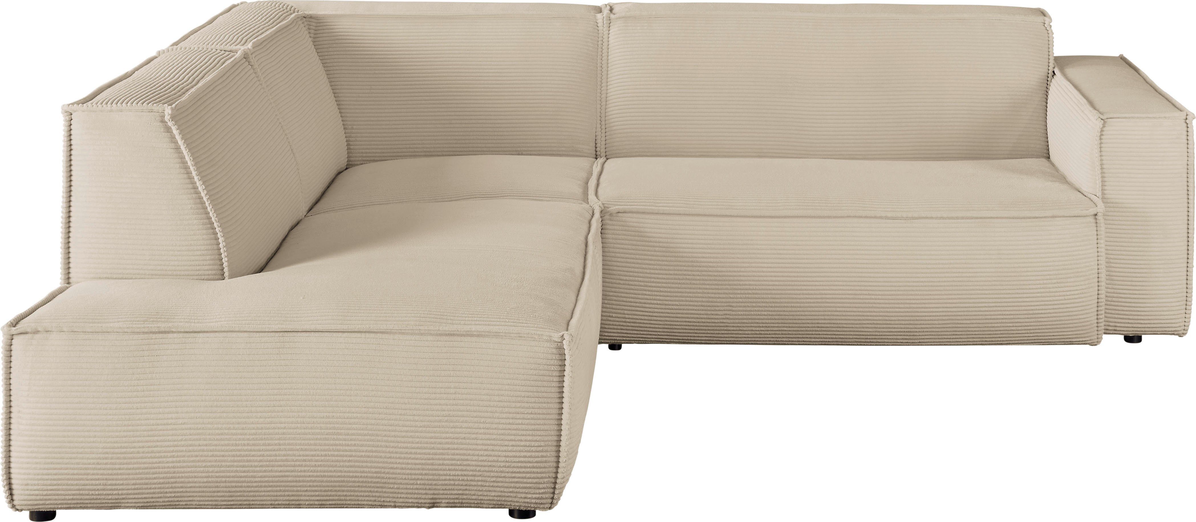 3C Candy Ecksofa Matteo in elegant, kubischer Formensprache, bequem, L-Form, mit auffälliger Kedernaht, Cord-Bezug, Lounge-Charakter, OTTOs Choice