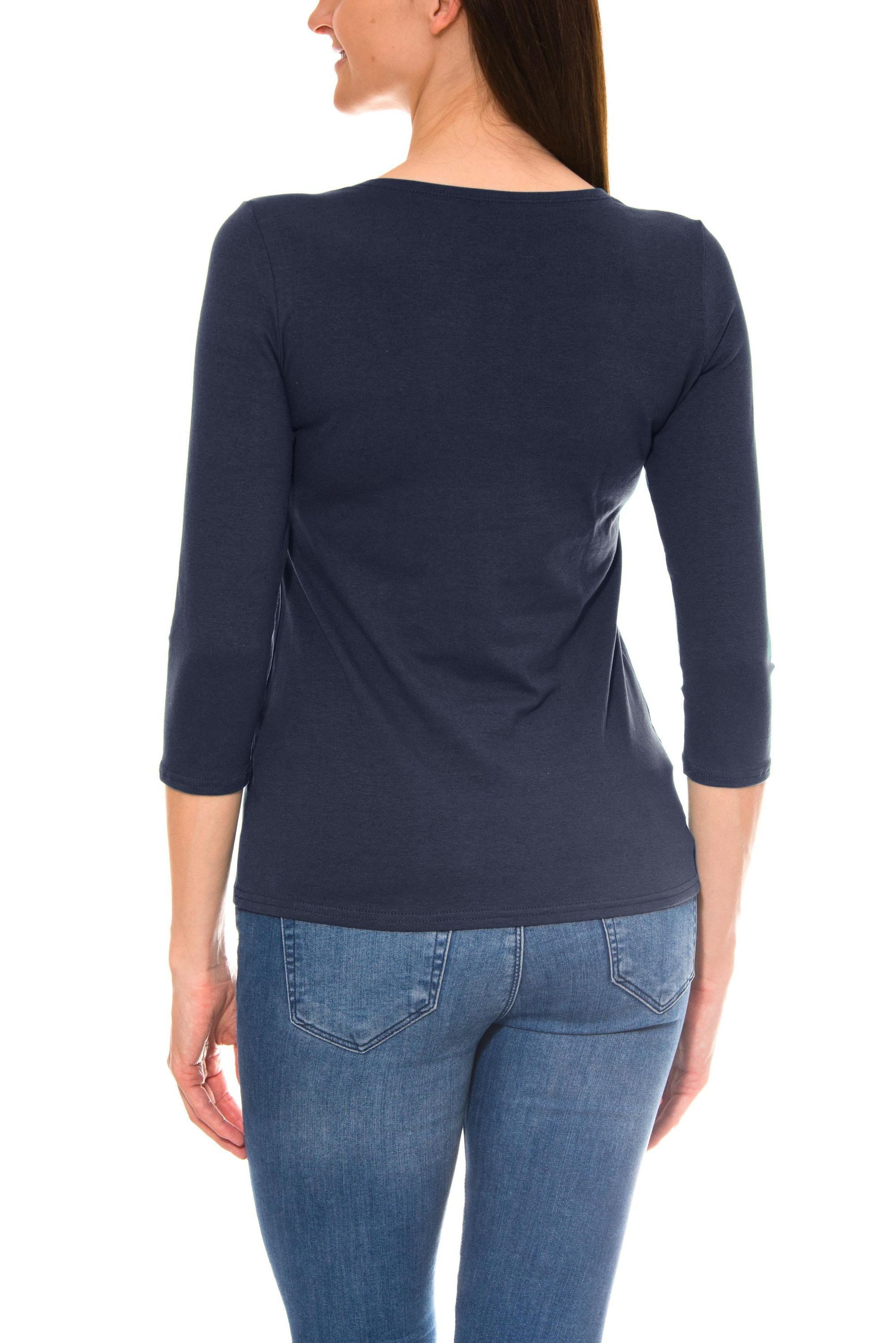 Alkato Longshirt Alkato Damen Shirt 3/4 Arm mit Rundhals