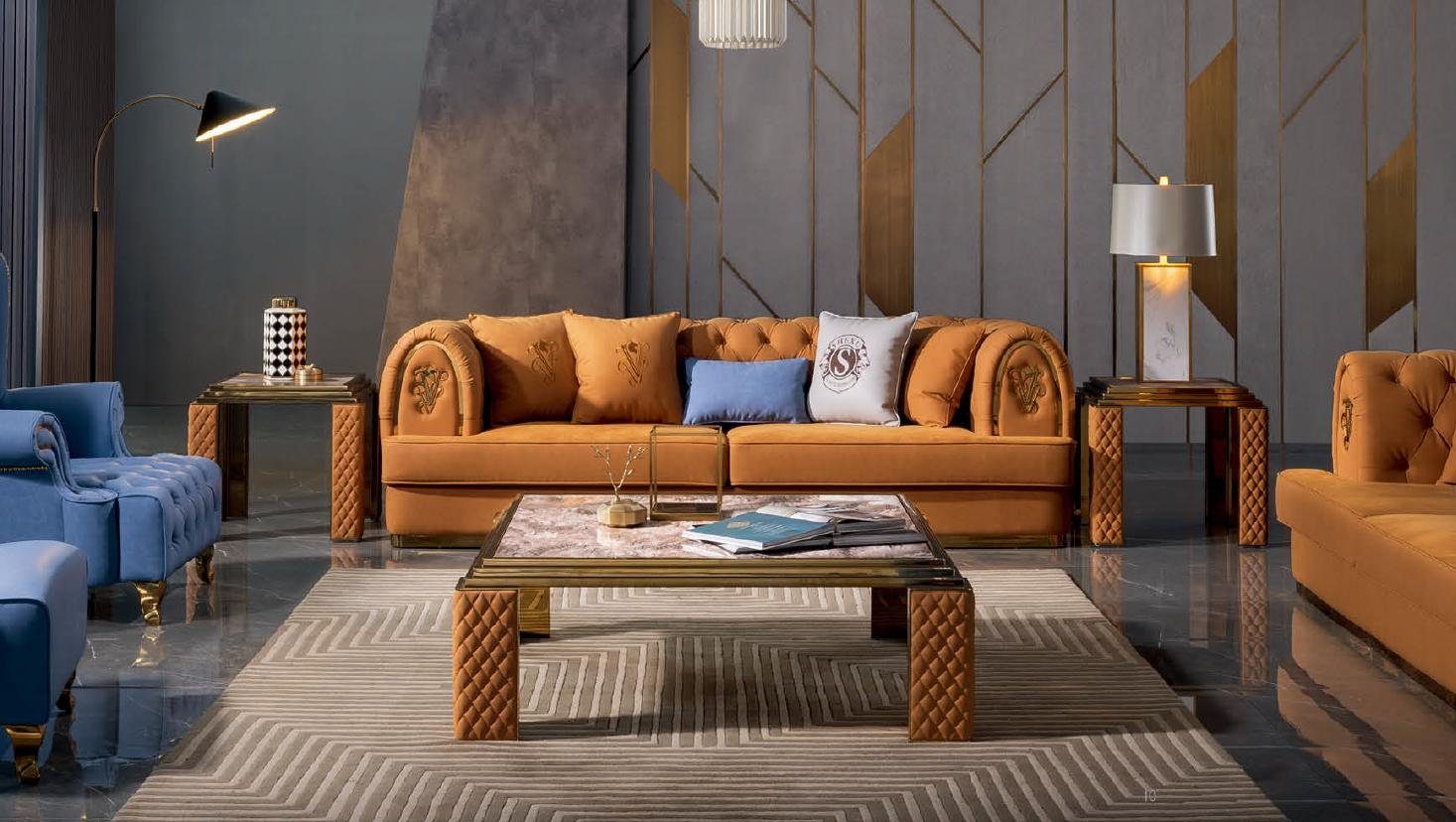 JVmoebel Sofa Oranger Dreisitzer Polster Couch Modernes Design Neu, Made in Europe