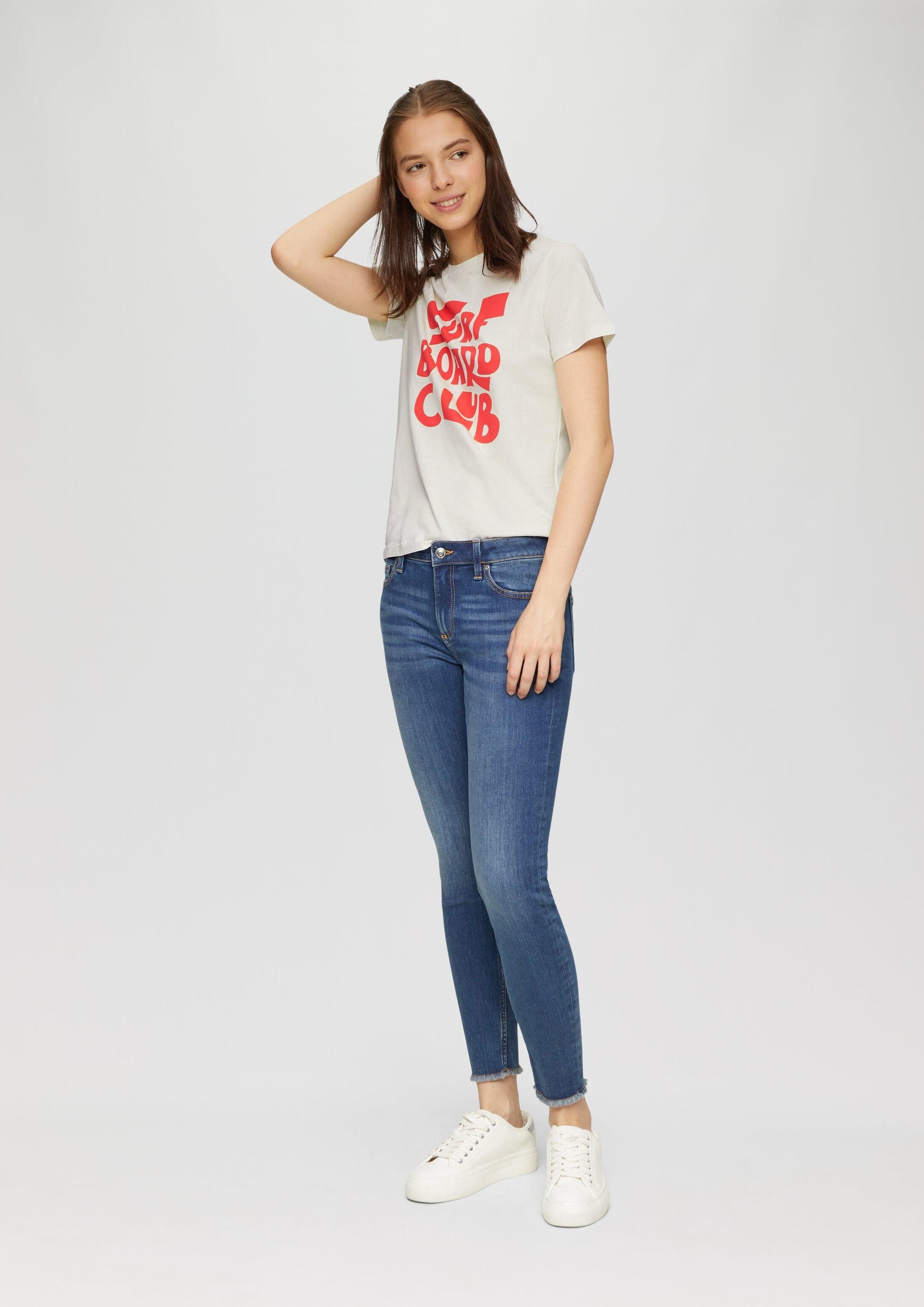 QS Kurzarmshirt T-Shirt Jersey-T-Shirt im Relaxed Fit mit Frontprint