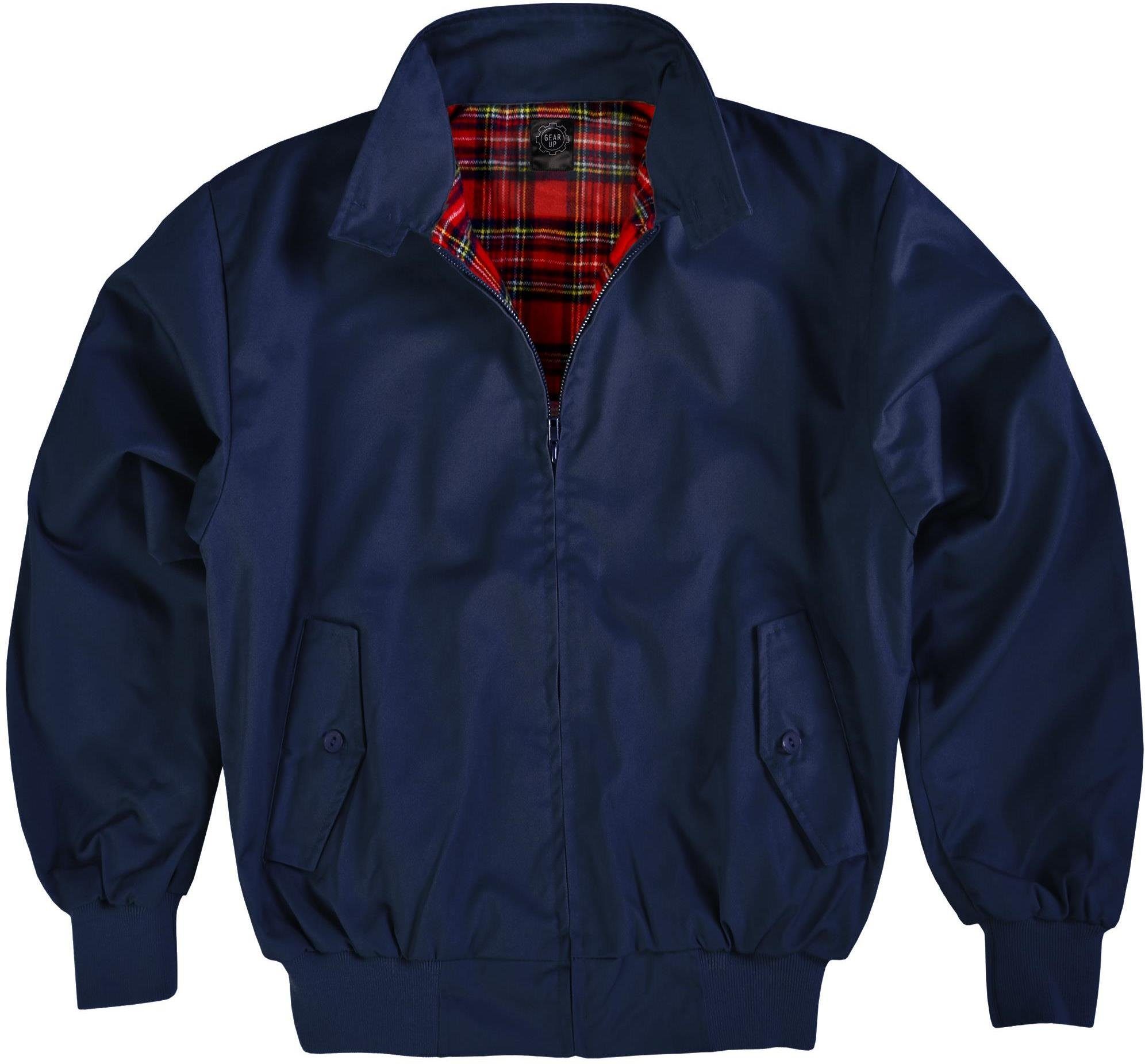 normani Blouson Harrington Jacke Gefütterte Winterjacke mit Karomuster Blouson English Style Navy