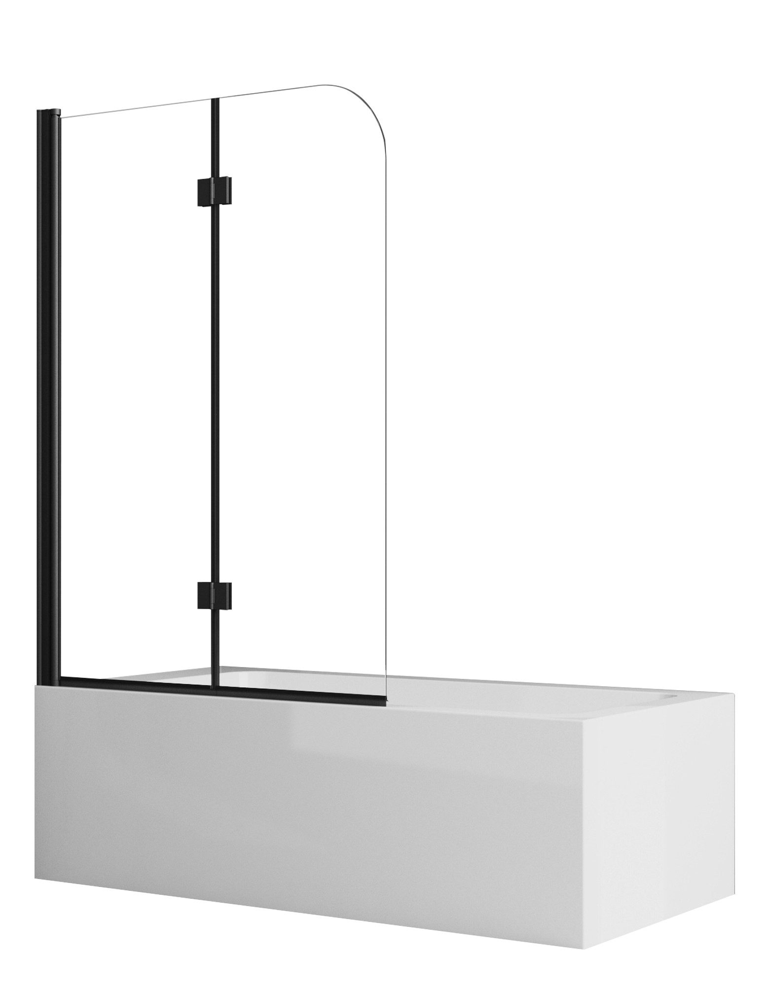 Boromal Badewannenfaltwand Badewannenaufsatz 2 teilig 6mm ESG glas mit Nano 110cm Faltbar Schwarz, 6mm Einscheibensicherheitsglas, Aluminiumprofile, NANO