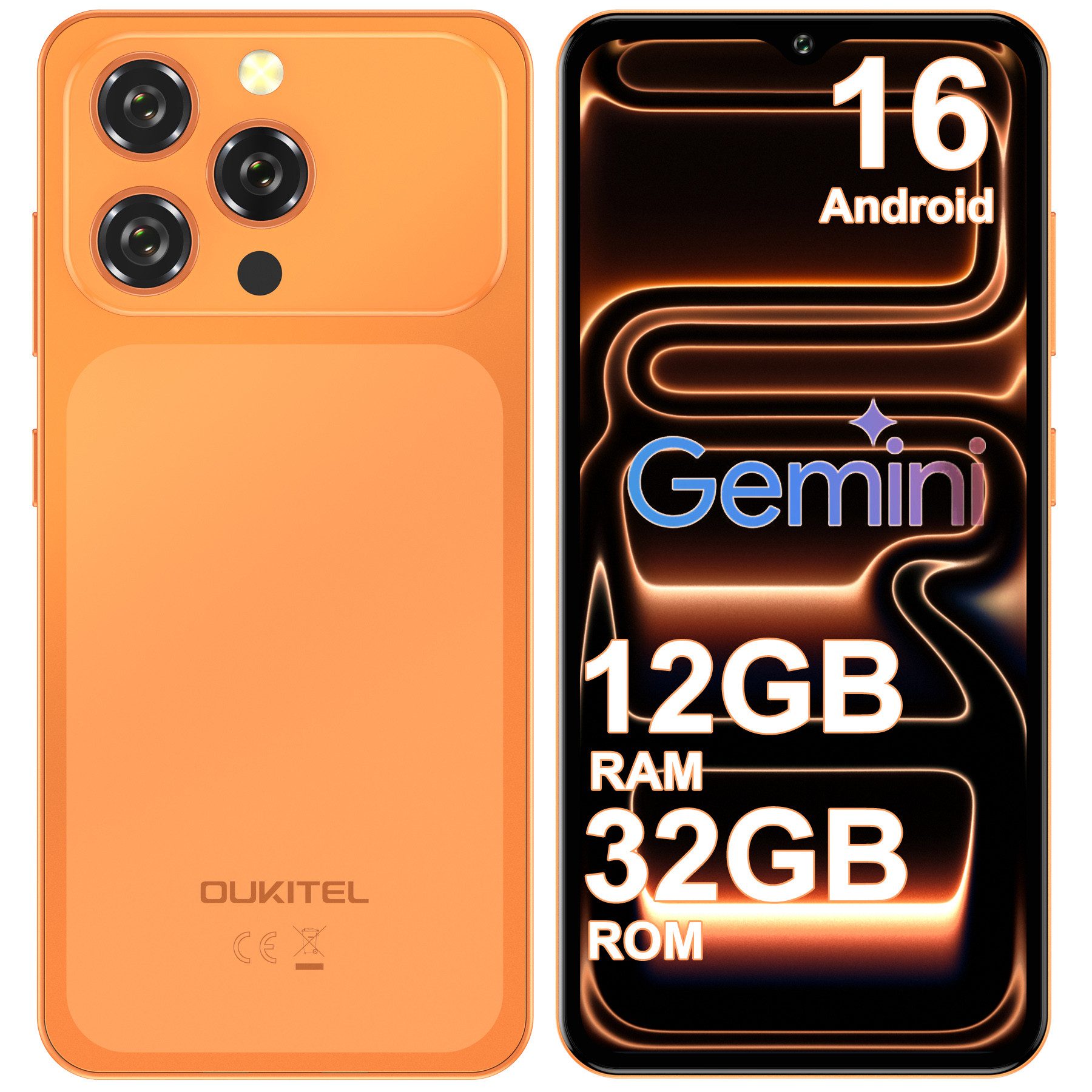OUKITEL C17 12GB RAM + 32GB ROM/1TB TF, 4G Smartphone (16,56 cm/6.52 Zoll, 32 GB Speicherplatz, 13 MP Kamera, 6.52" HD+ Display, 5000mAh, Android 16, 4G-Dual-SIM, GPS)