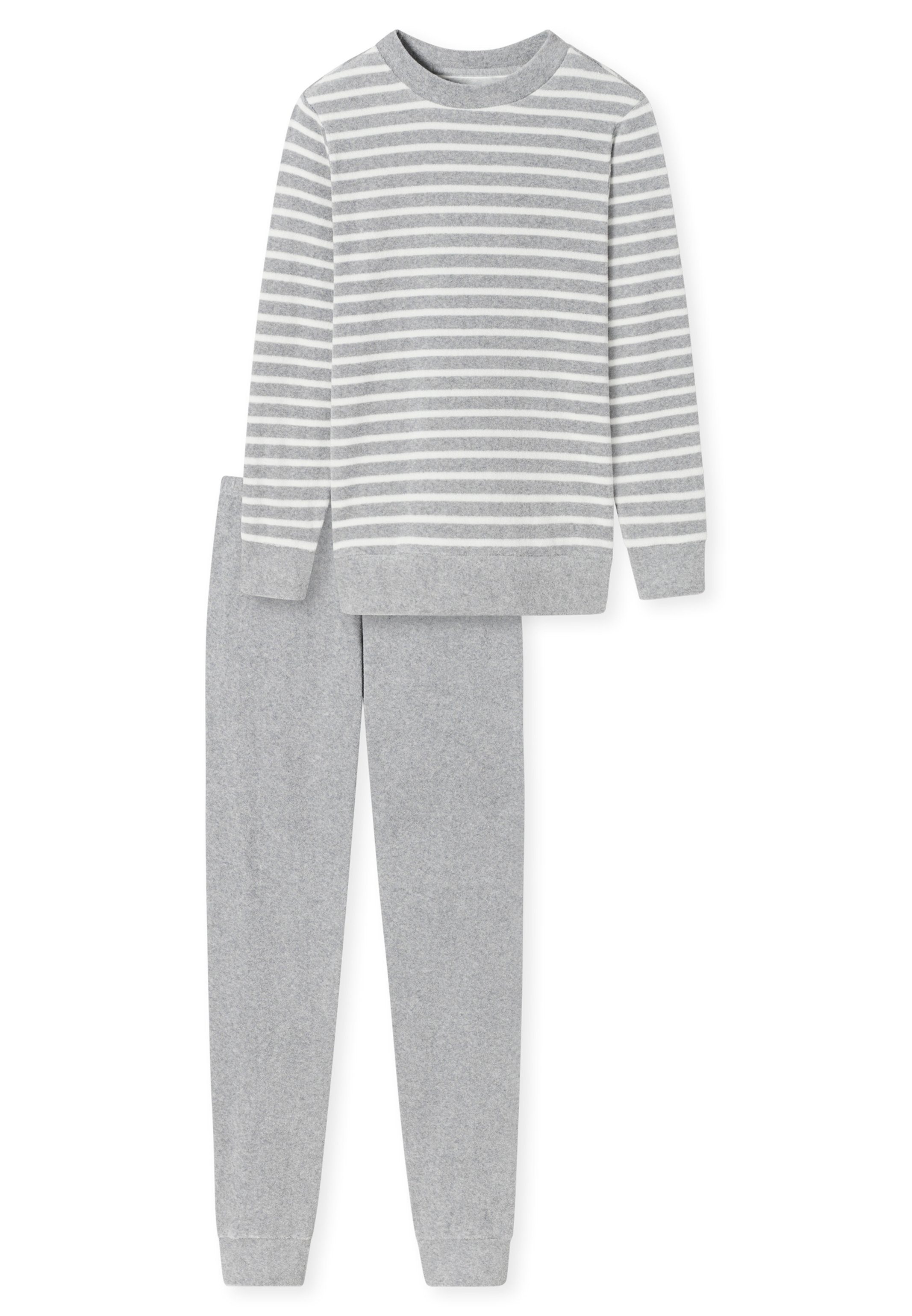 Essentials - - Grau 2 Baumwolle Schlafanzug Schiesser tlg) Melange Casual (Set, Pyjama
