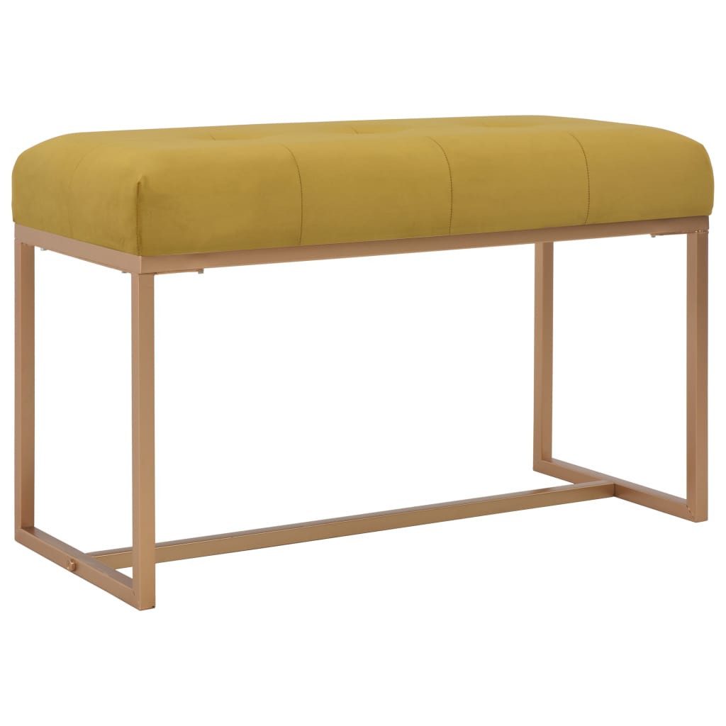 furnicato Truhenbank Samt-Bank 80 x 36 x 45 cm in Senfgelb und Golden