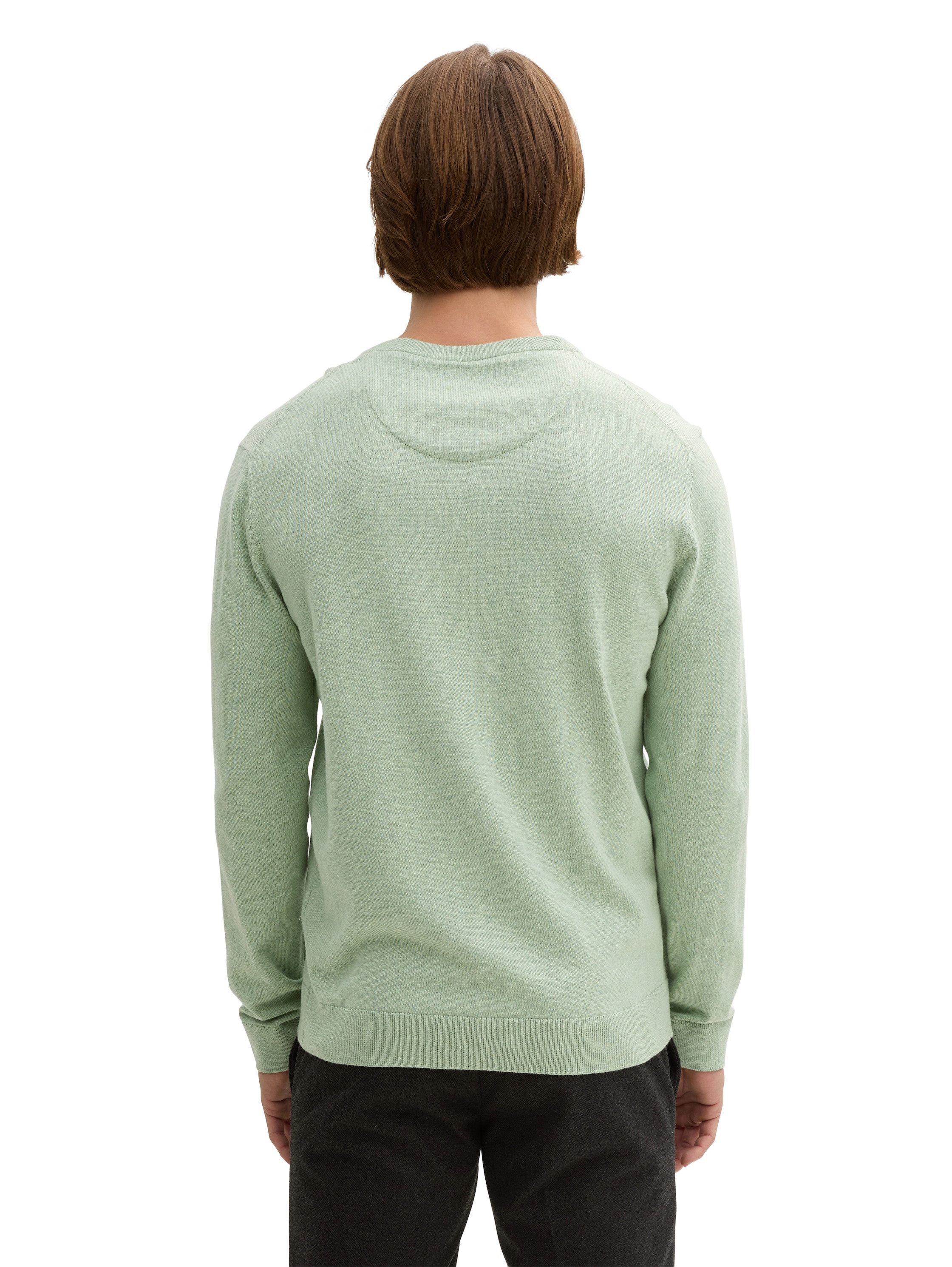 TOM TAILOR V-Ausschnitt-Pullover mit kleiner Logo-Stickerei günstig online kaufen