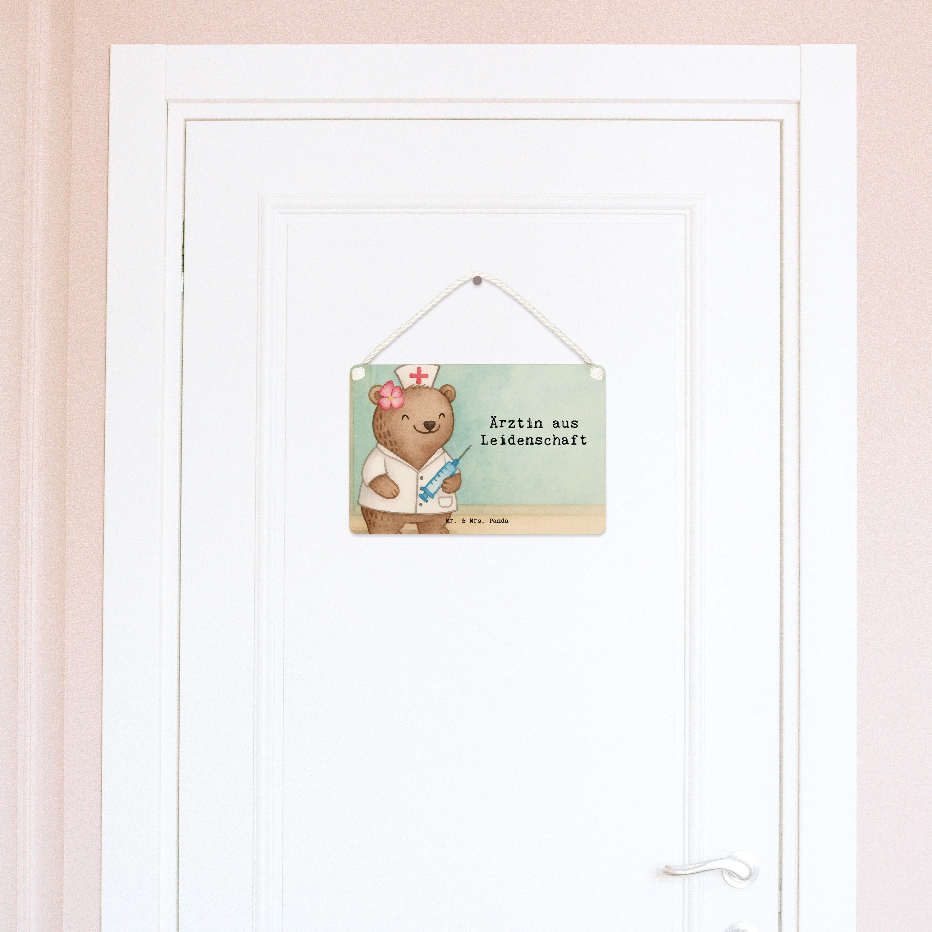 Mr. & Mrs. Panda Hinweisschild Ärztin Leidenschaft Design, holzbild DIN A6, Weiß, Spruch, Wandbild H, (Packung), Doktorin kleine aufmerksamkeit Arztpraxis