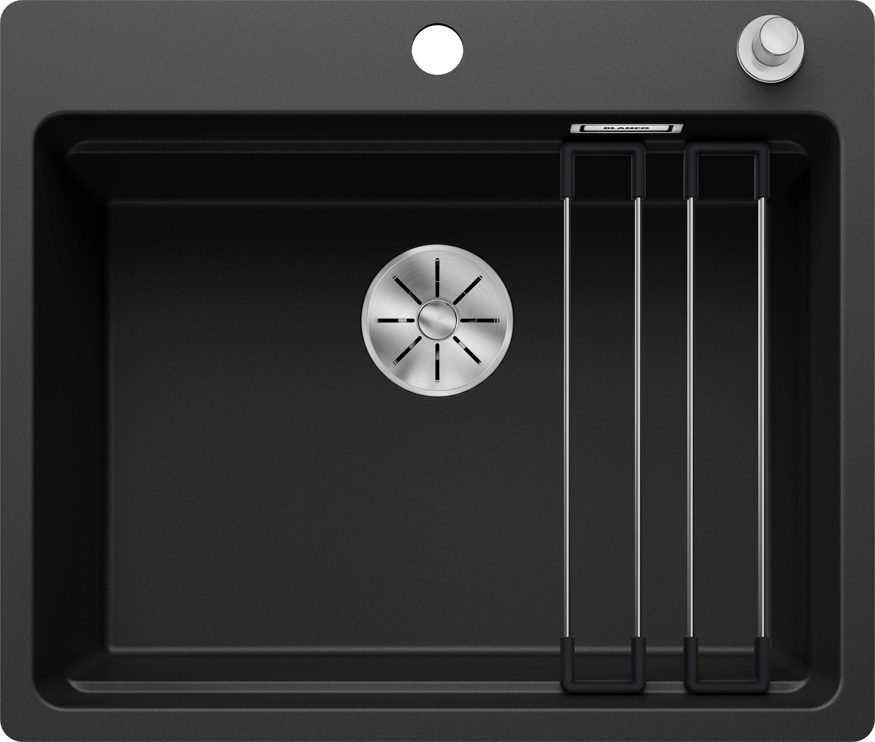 Blanco Einbauspüle ETAGON 6-F Einbauspüle SILGRANIT schwarz ab 60 cm Excenter, rechteckig, 50.1/59.1 cm