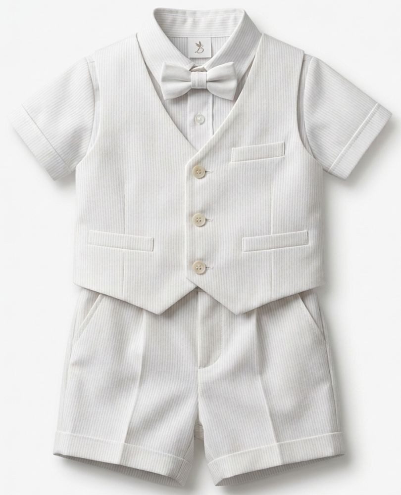Tom Kids Kinderanzug Taufanzug festlicher Babyanzug Kleidung Taufe Hochzeit Feier (Set 3 Teile, Weste, Hose und Hemd) Hemd, Weste und Hose