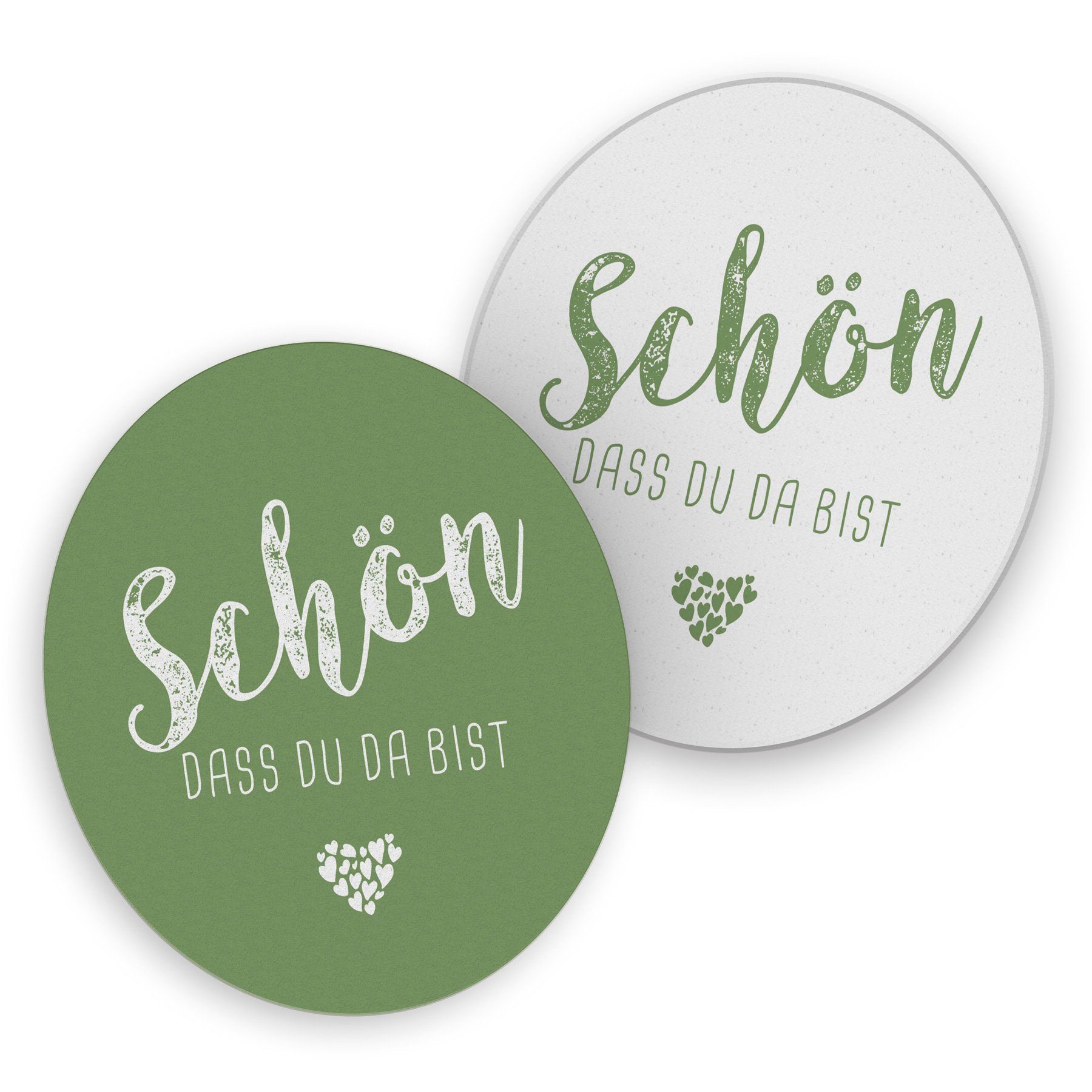 itenga Bierdeckel itenga 40x Bierdeckel Untersetzer "Schön dass du da bist" grün