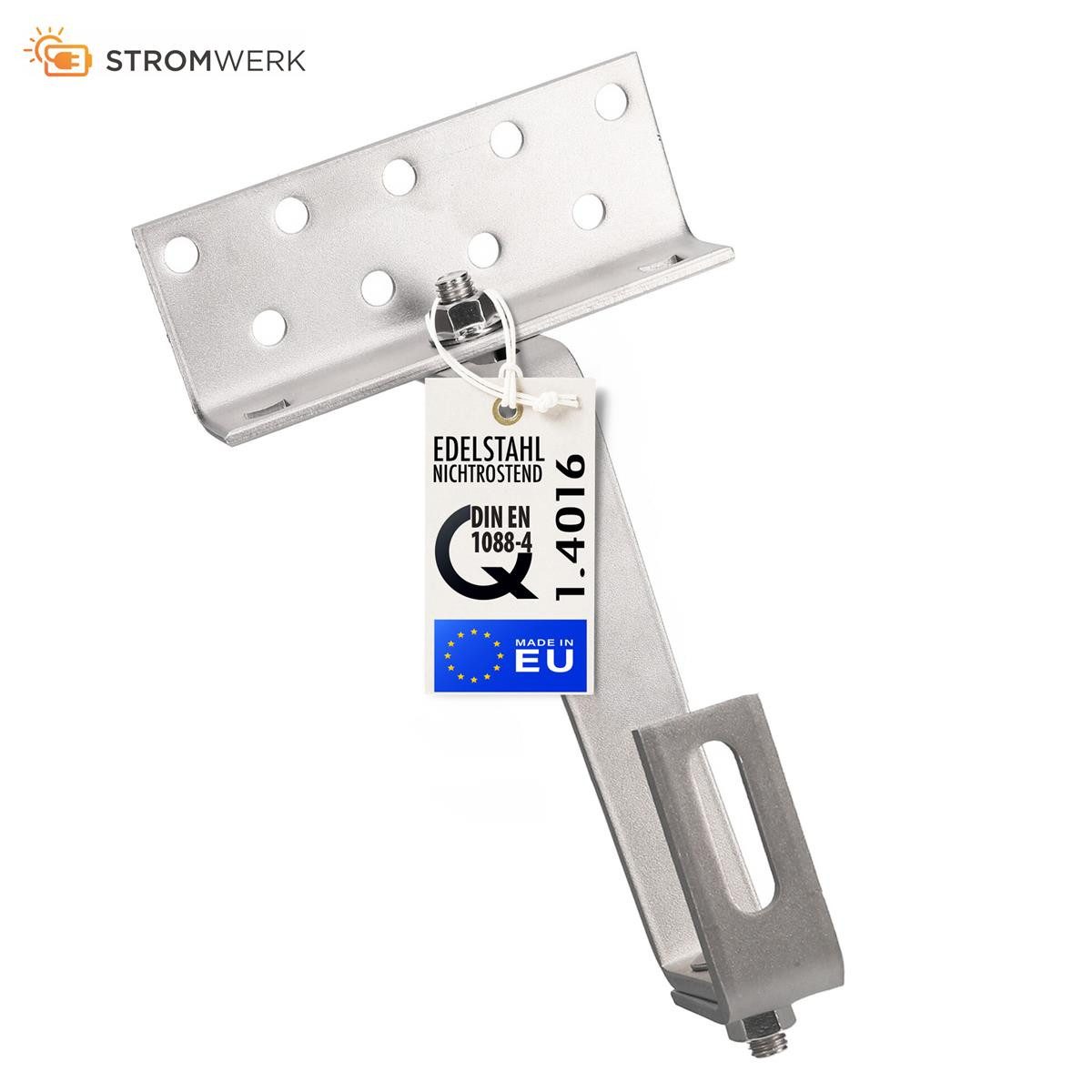 Solarmodul-Halterung Dachhaken 140mm Edelstahl Photovoltaik